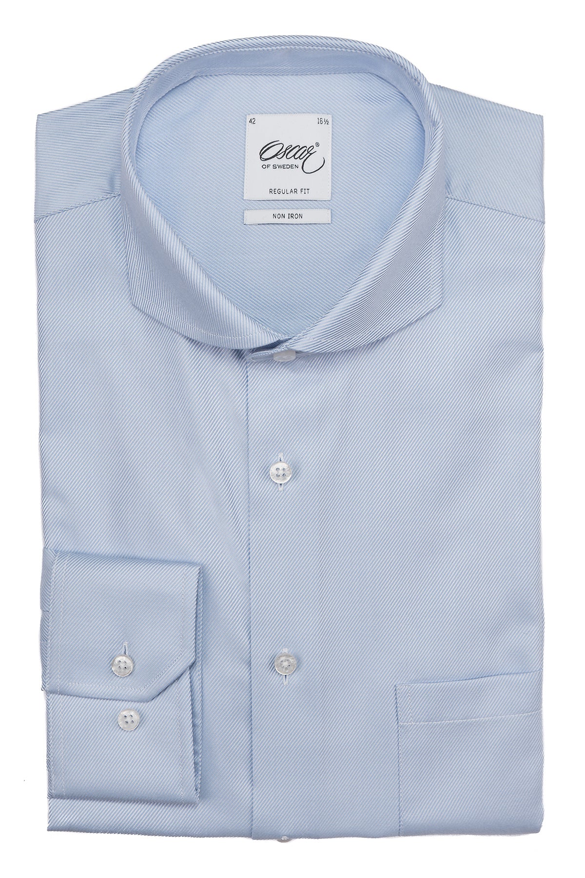 Light blue regular fit twill shirt