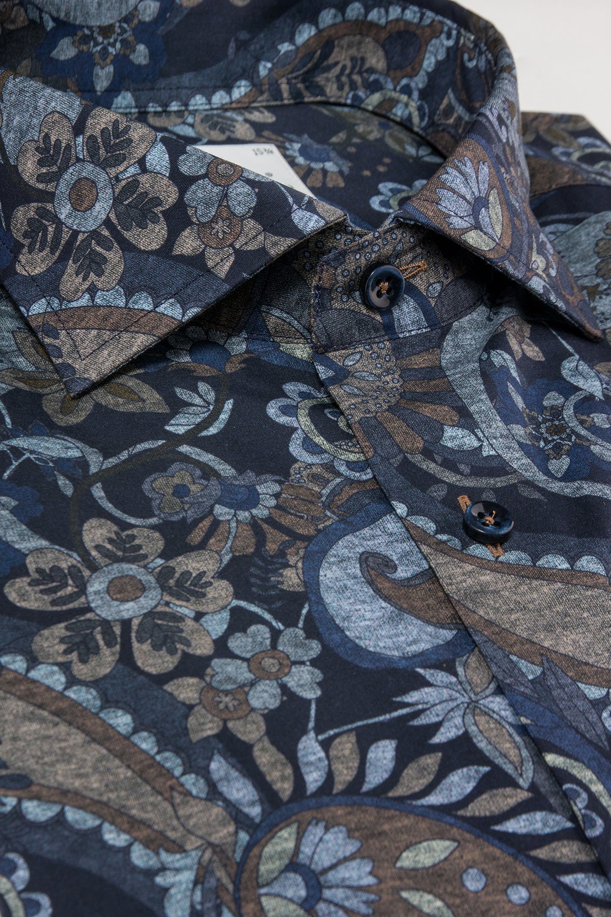 Blue paisley printed regular fit shirt