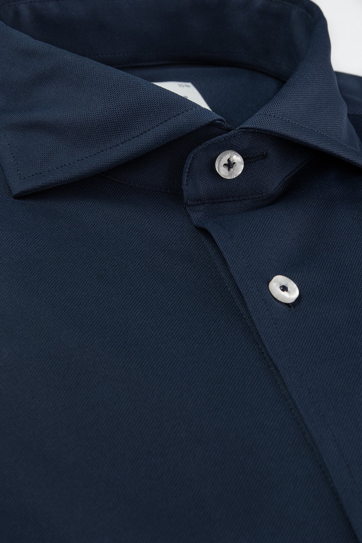 Navy blue stretch slim fit shirt