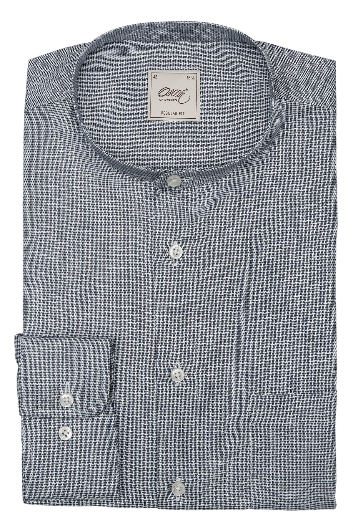 Blue cotton linen regular fit shirt