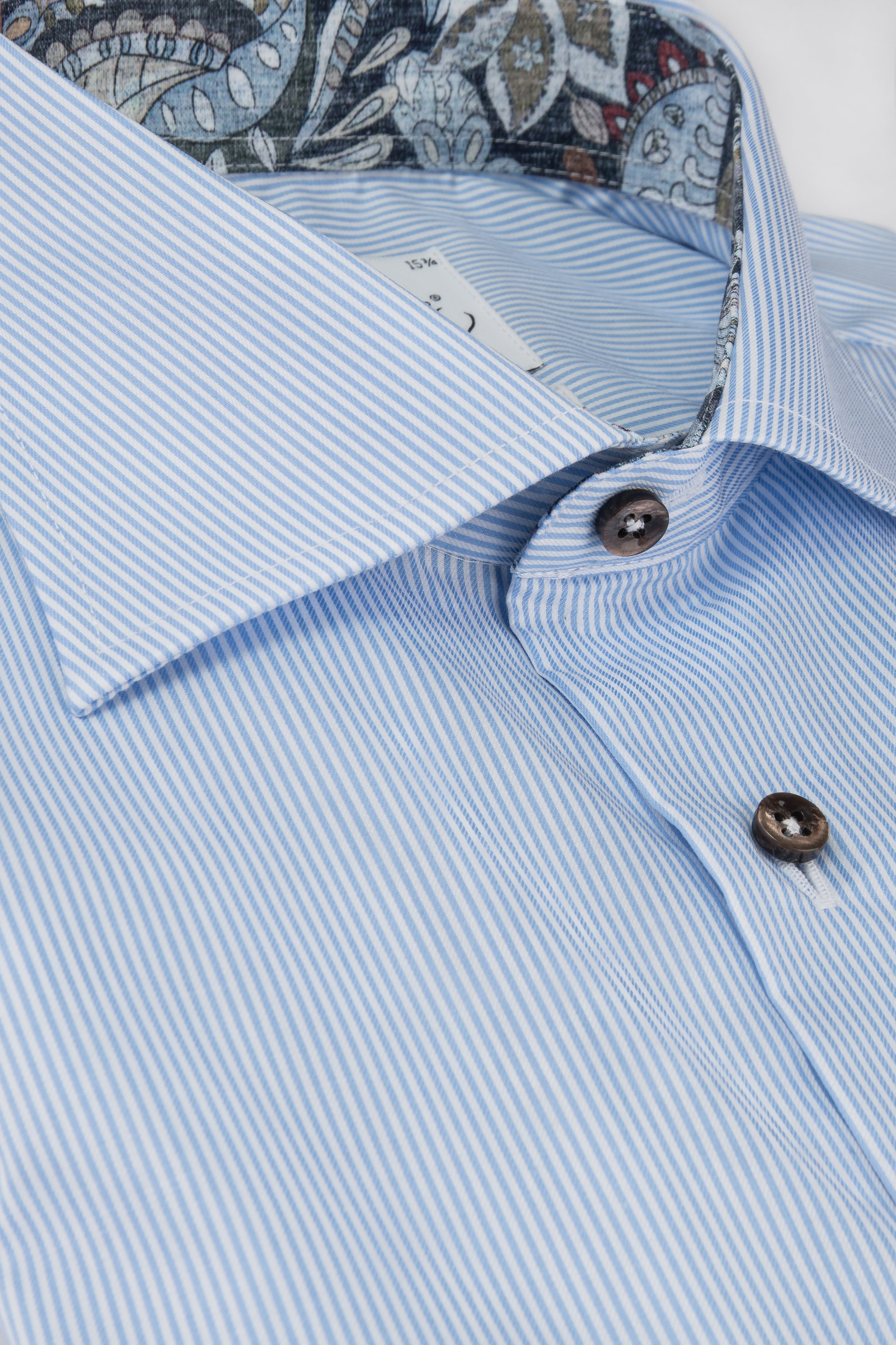 Light blue striped regular fit shirt with contrast details