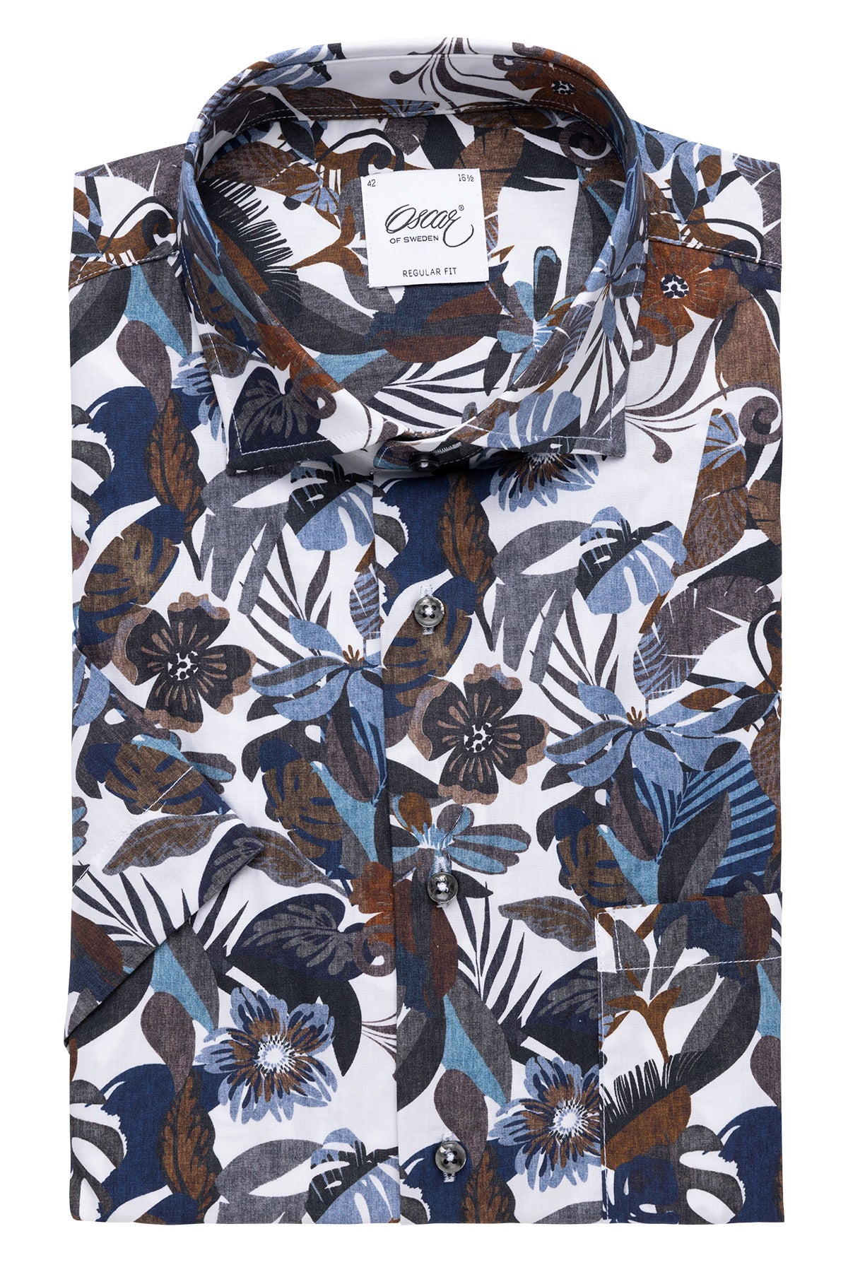 Blue printed short sleeve regular fit shirt