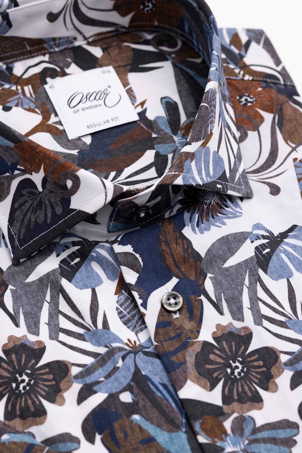 Blue printed short sleeve regular fit shirt