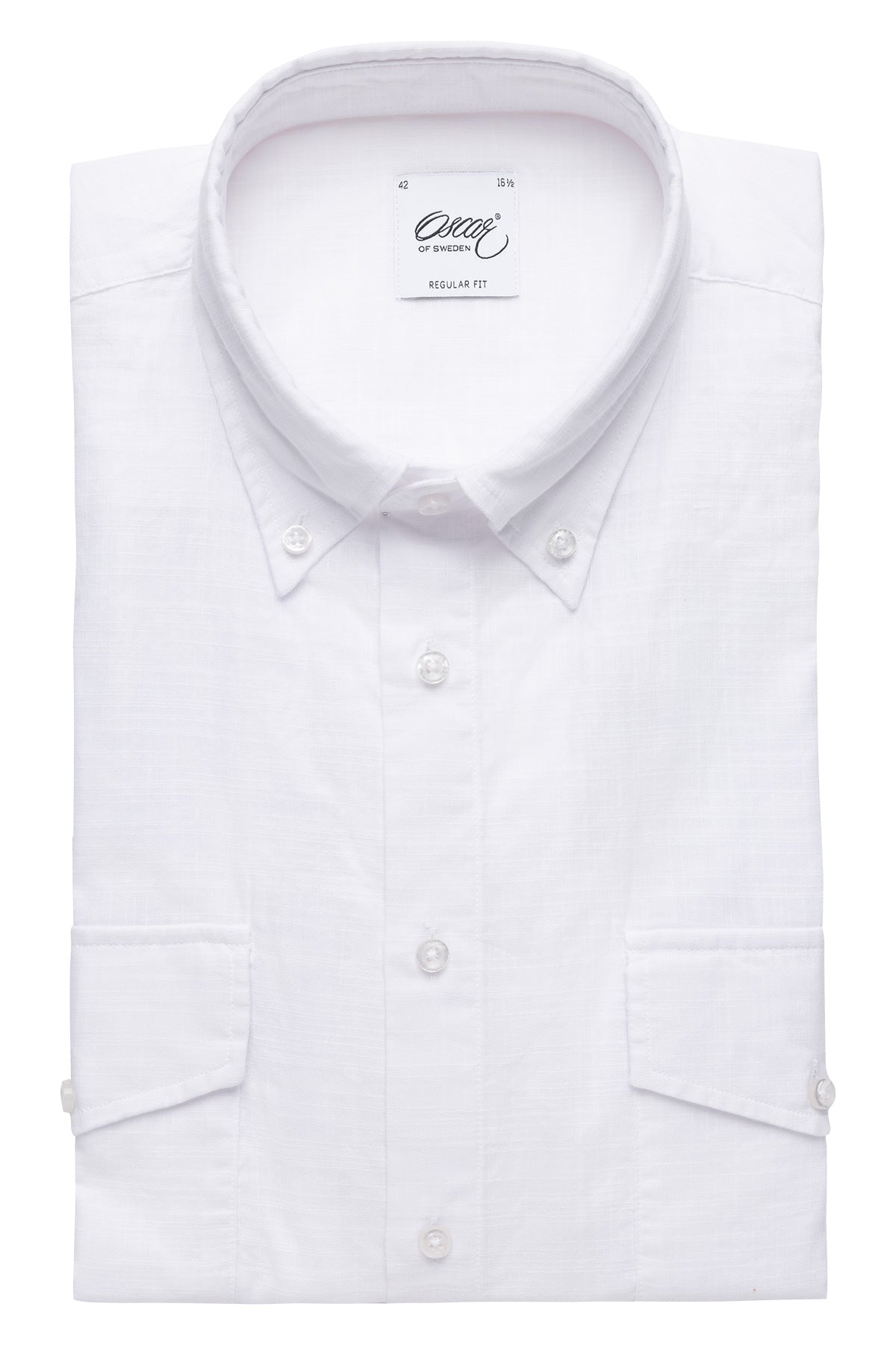 White button down short sleeve regular fit shirt