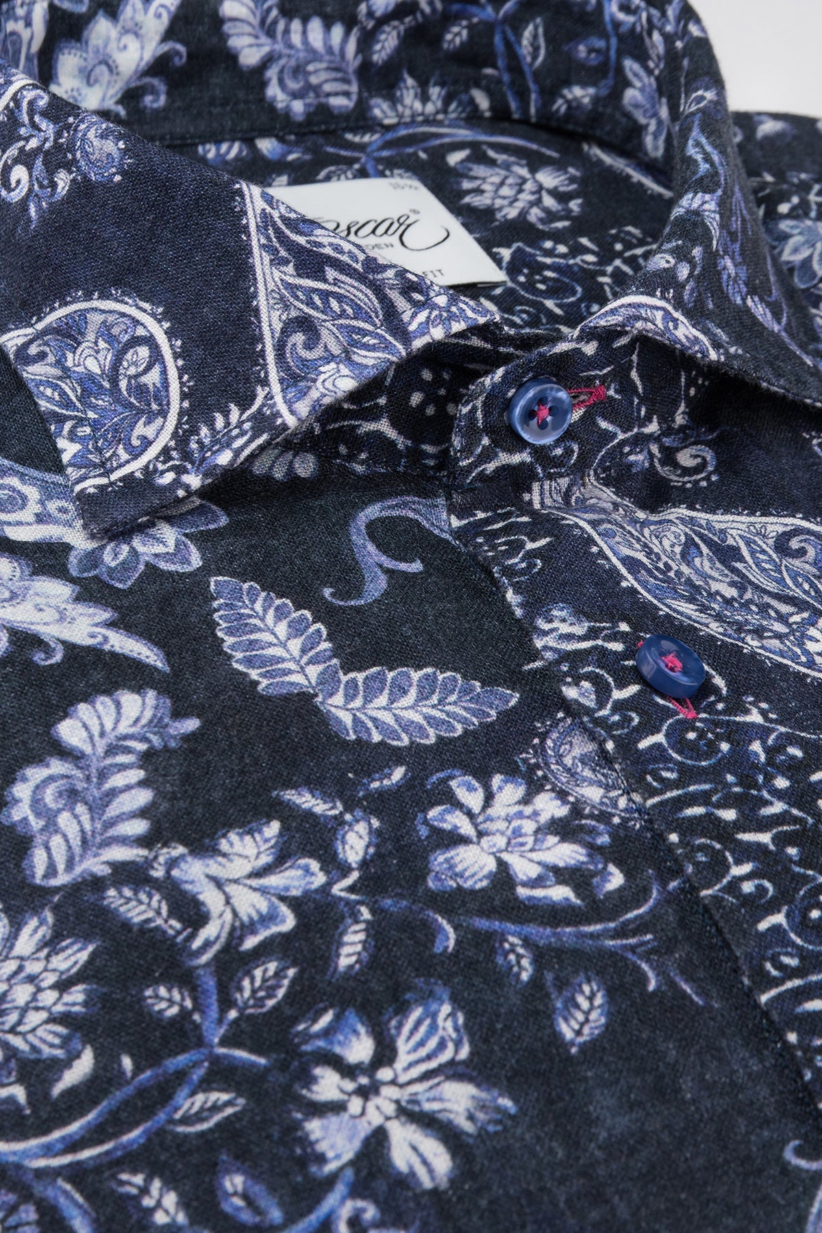 Blue paisley printed linen regular fit shirt