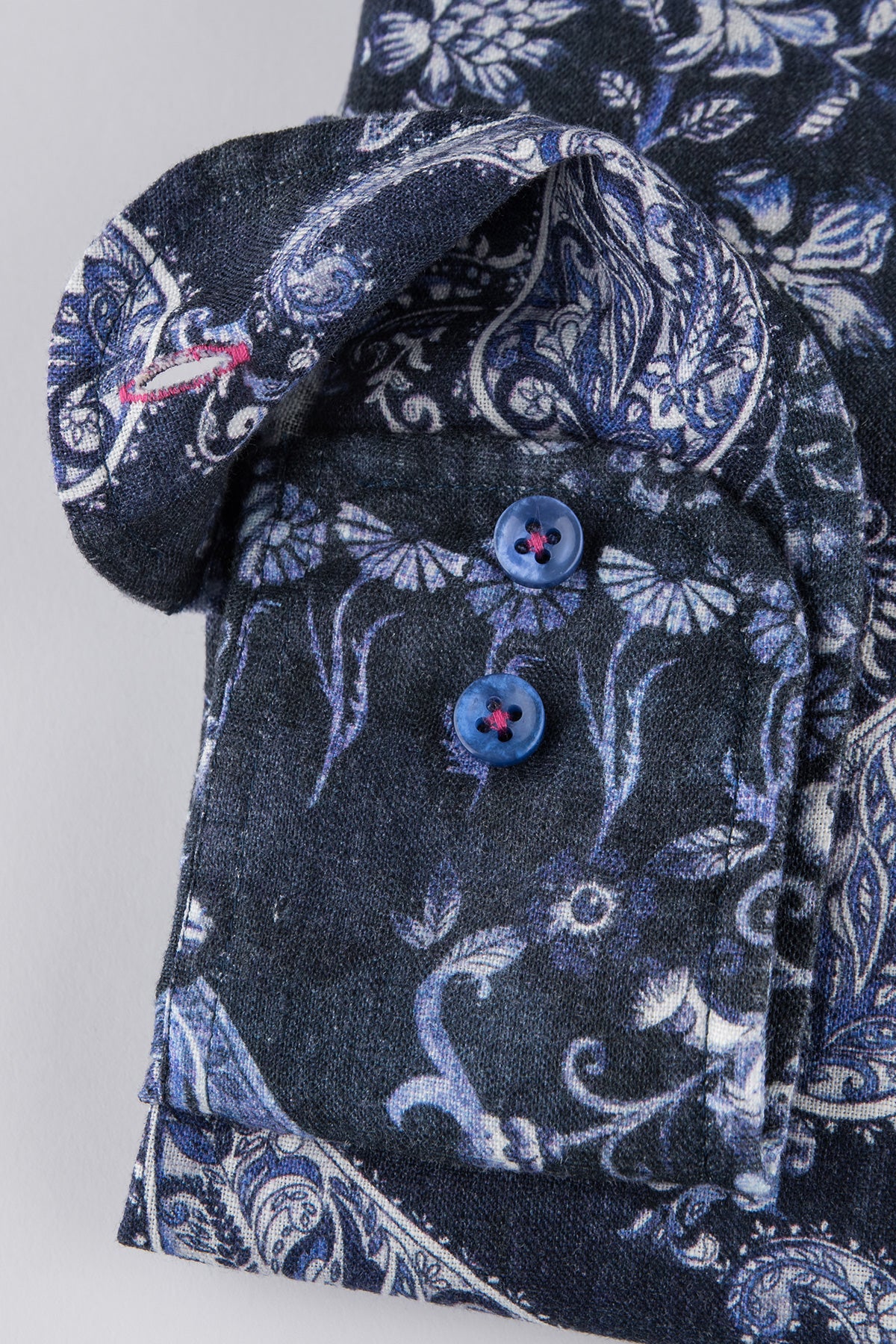 Blue paisley printed linen regular fit shirt