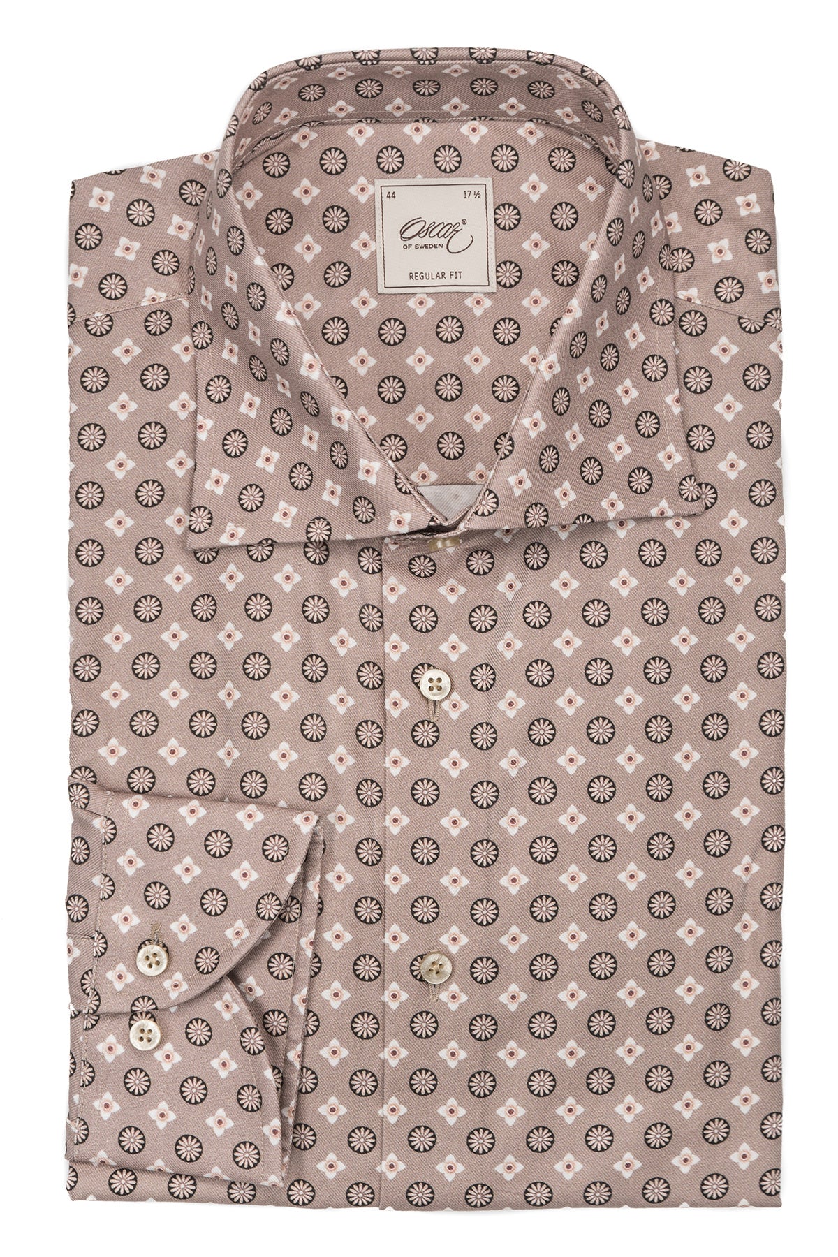 Beige printed regular fit shirt