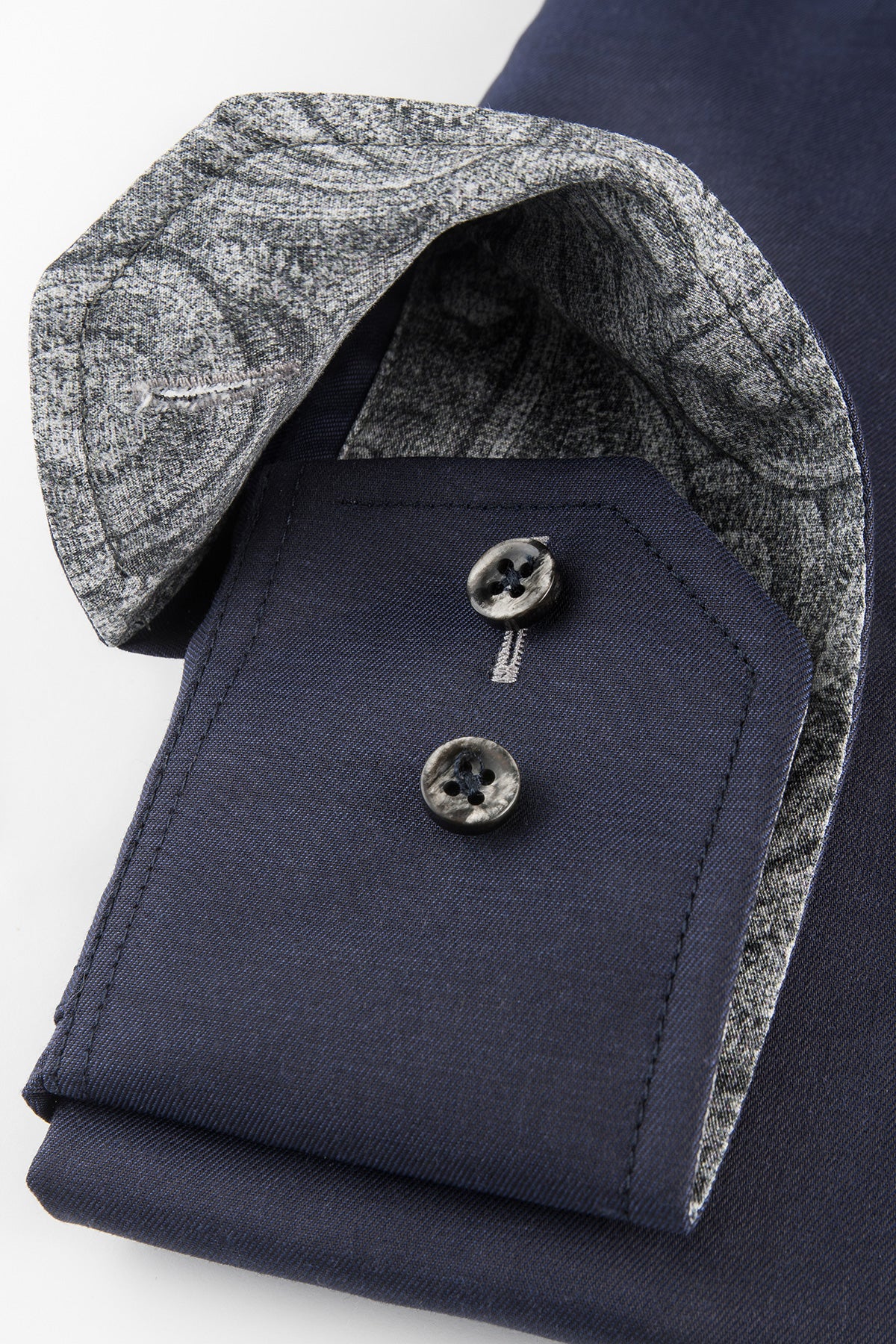 Navy blue slim fit shirt with grey contrast details