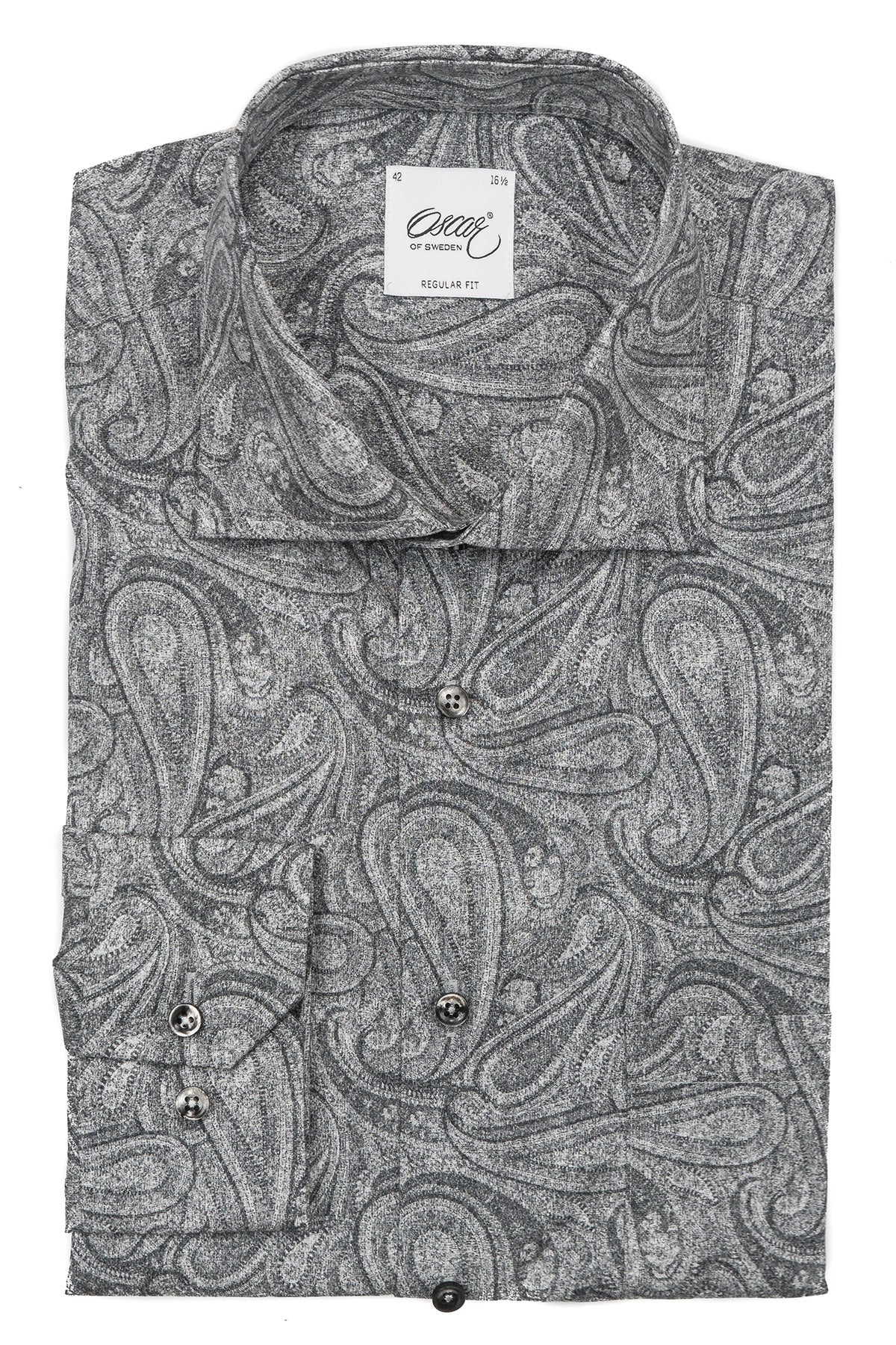 Grey paisley printed regular fit shirt