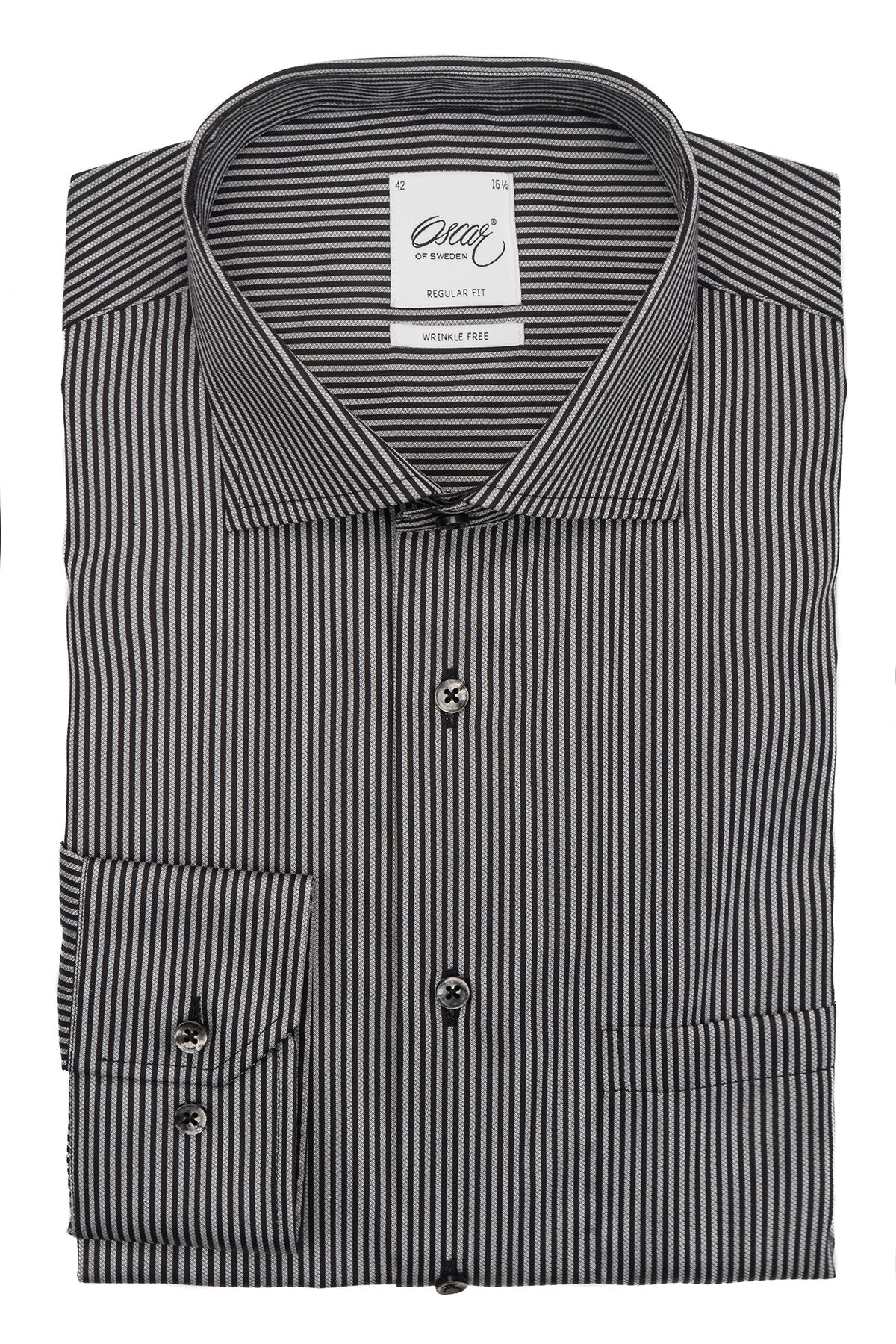 Black striped regular fit shirt