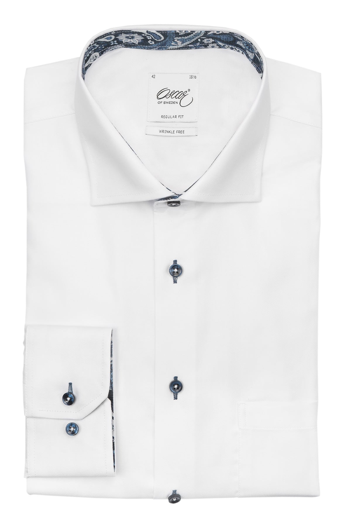 White regular fit shirt with contrast details