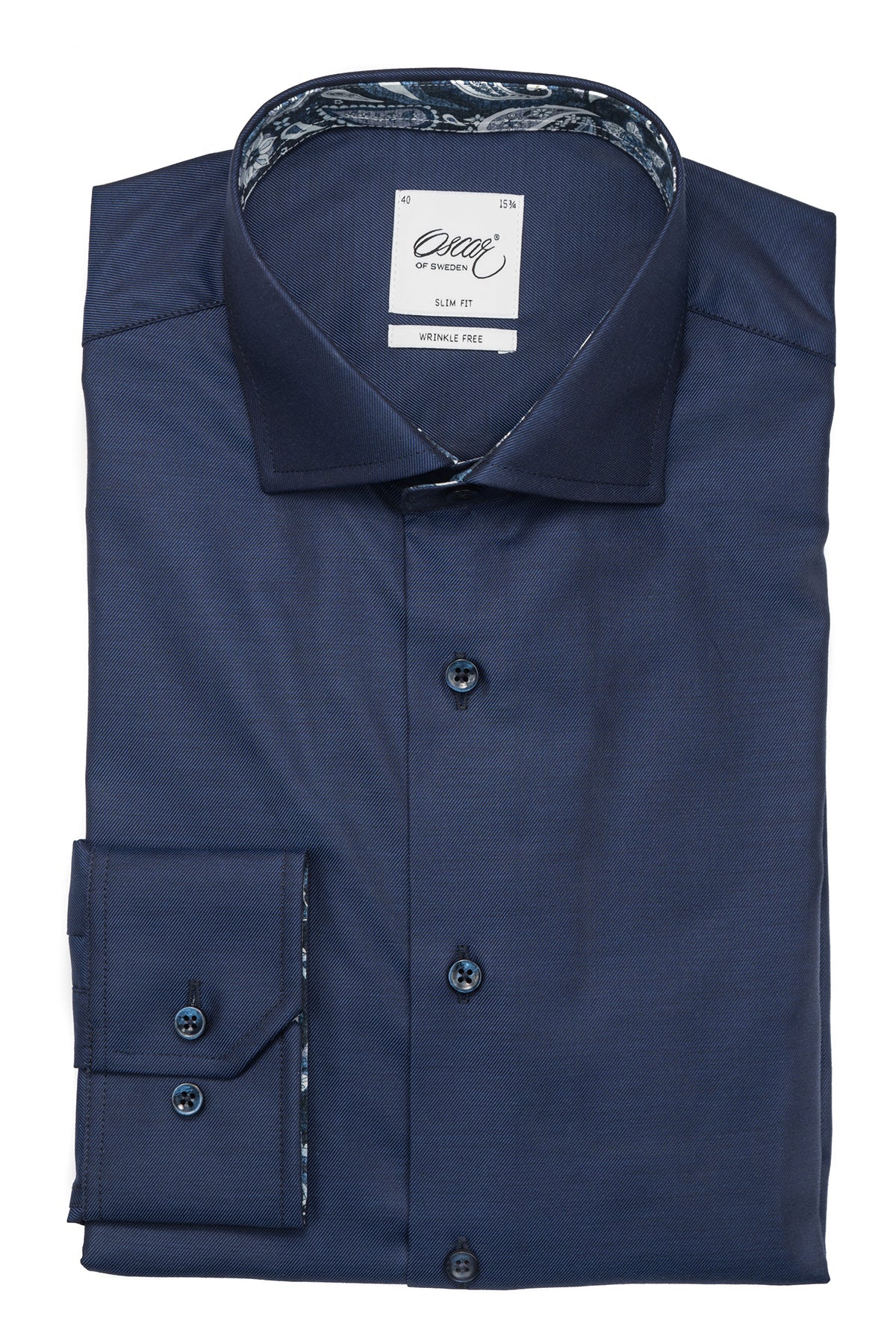 Navy blue slim fit shirt with contrast details