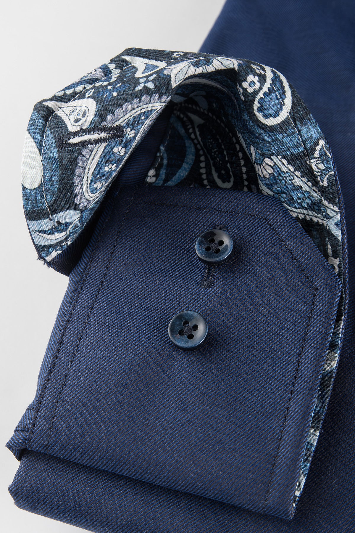Navy blue slim fit shirt with contrast details
