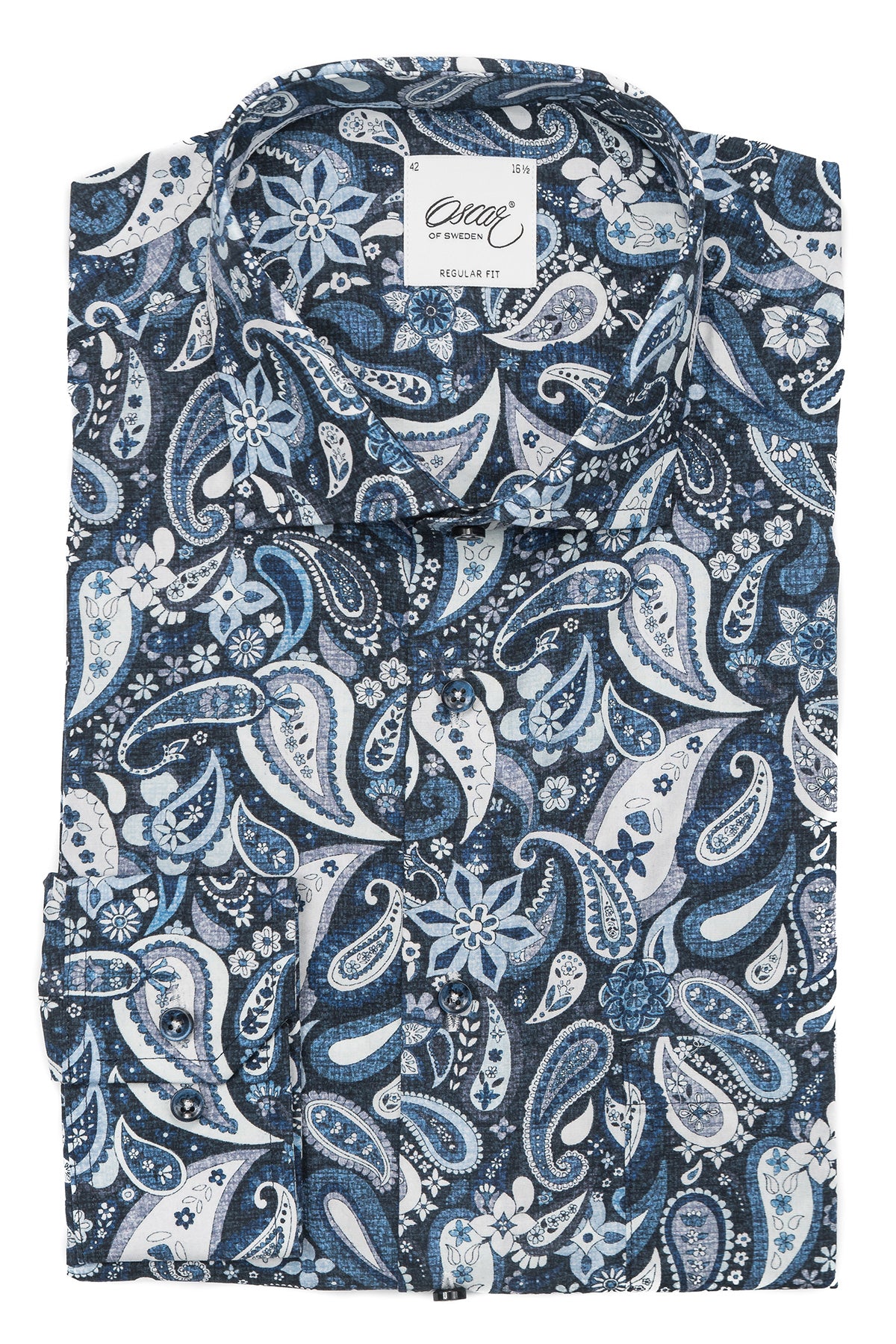 Blue paisley printed regular fit shirt