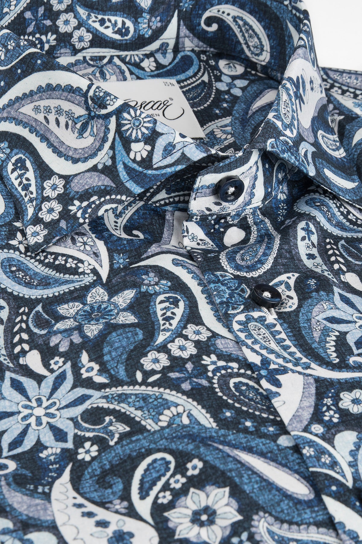 Blue paisley printed regular fit shirt