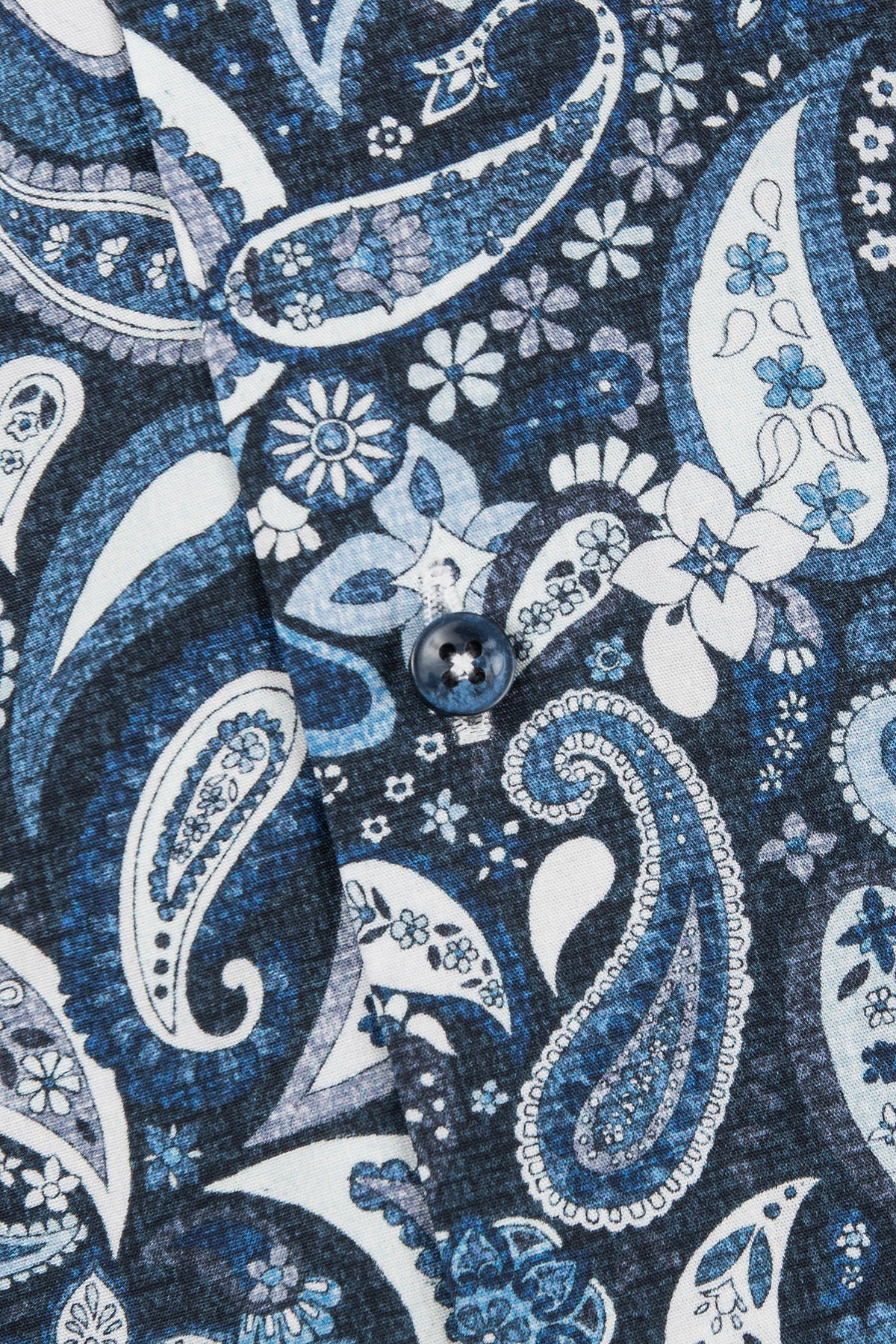 Blue paisley printed regular fit extra long sleeve shirt