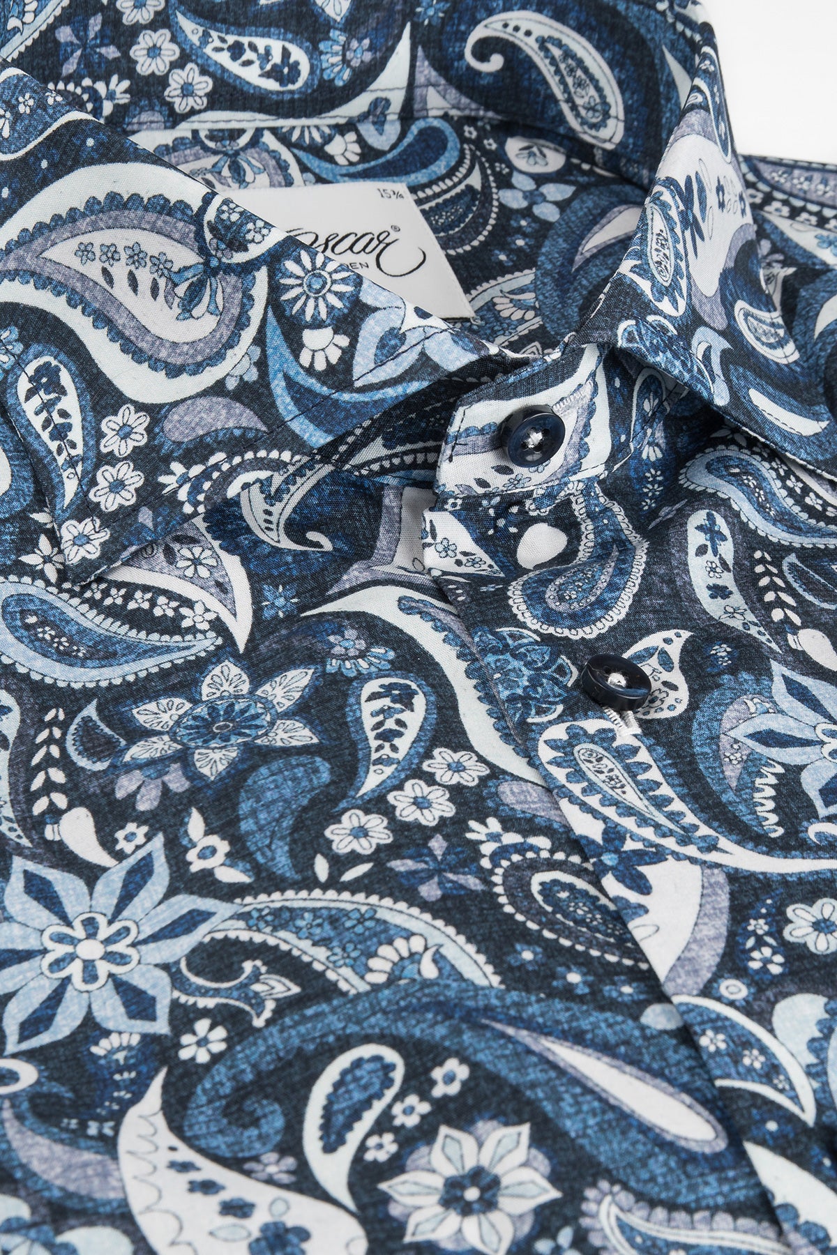 Blue paisley printed regular fit extra long sleeve shirt