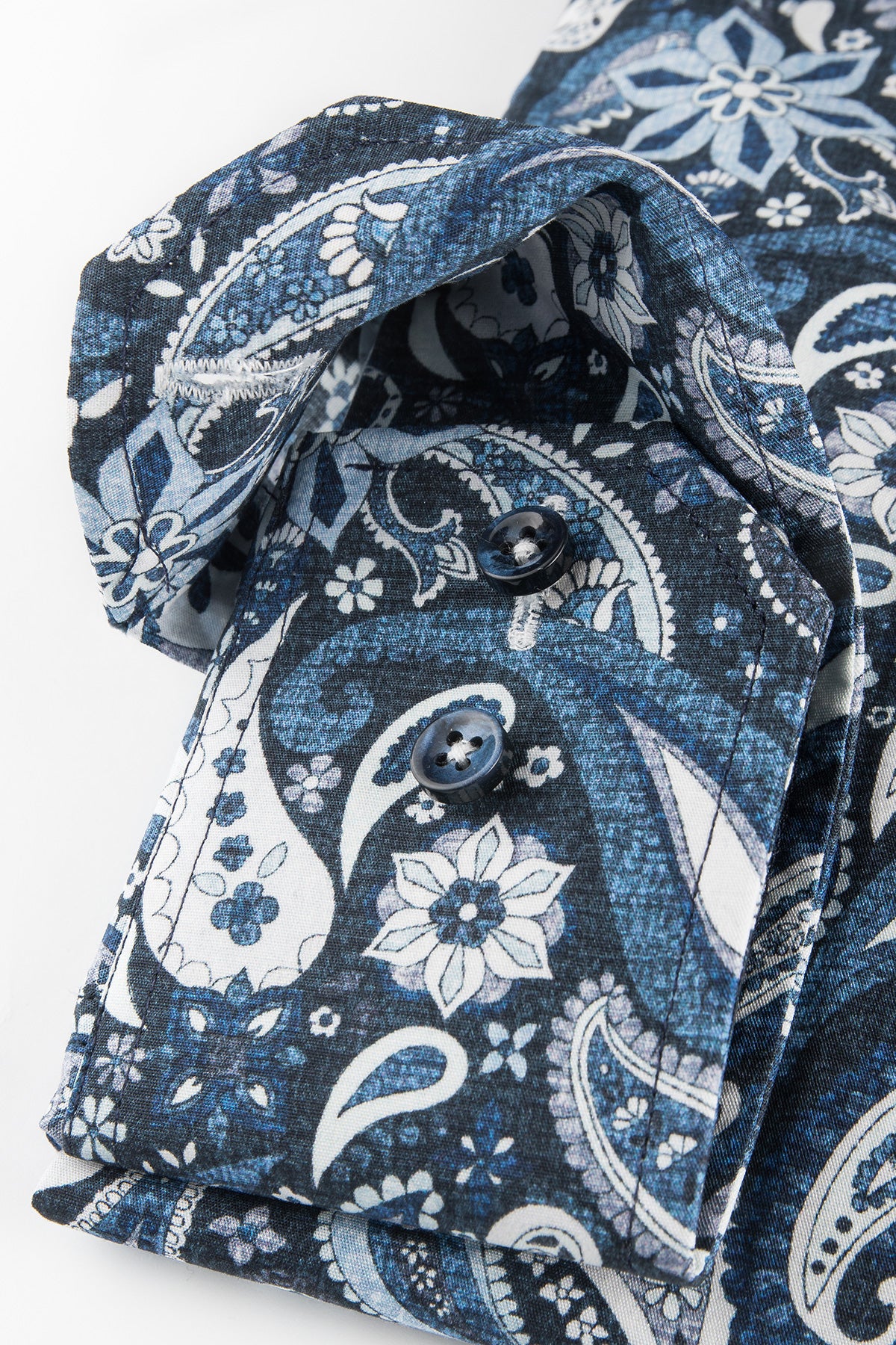 Blue paisley printed regular fit extra long sleeve shirt