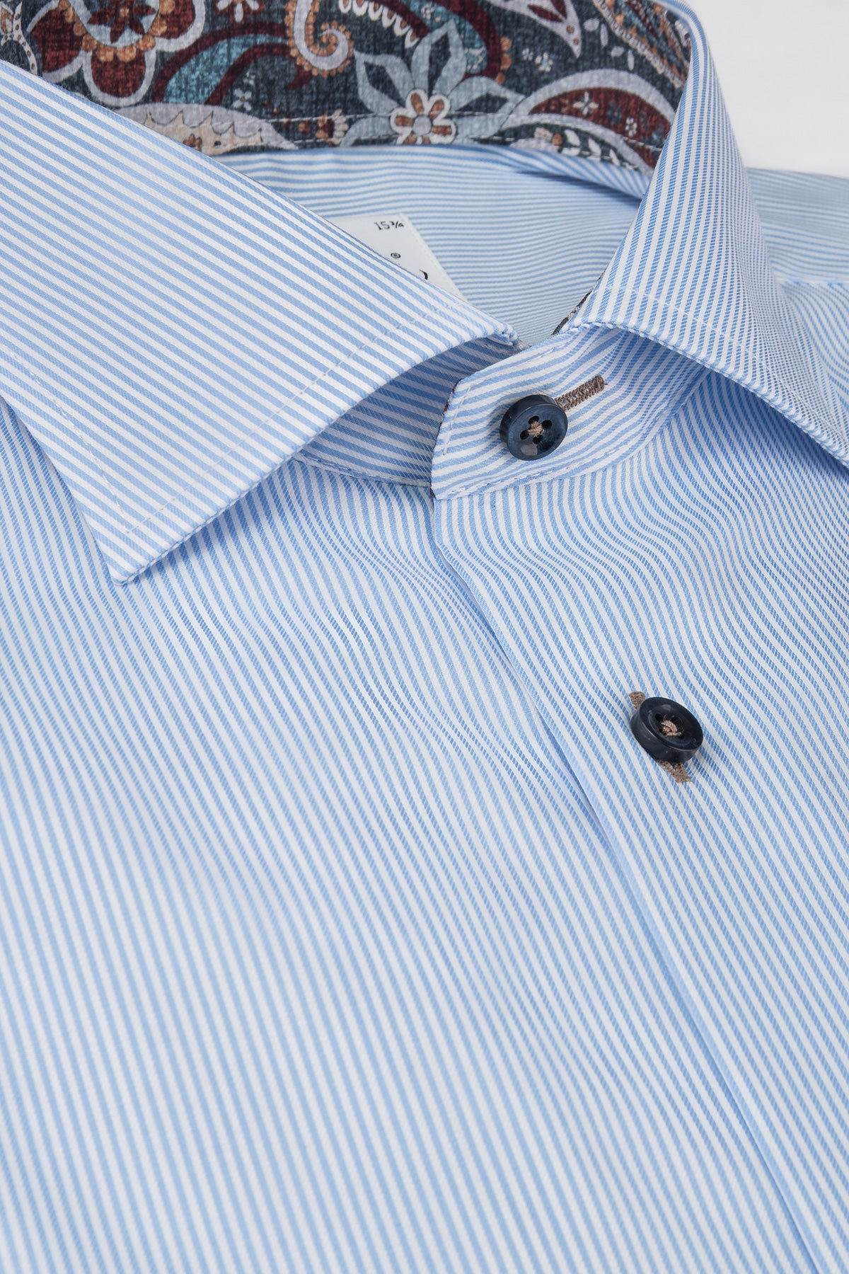 Light blue striped regular fit shirt with contrast details