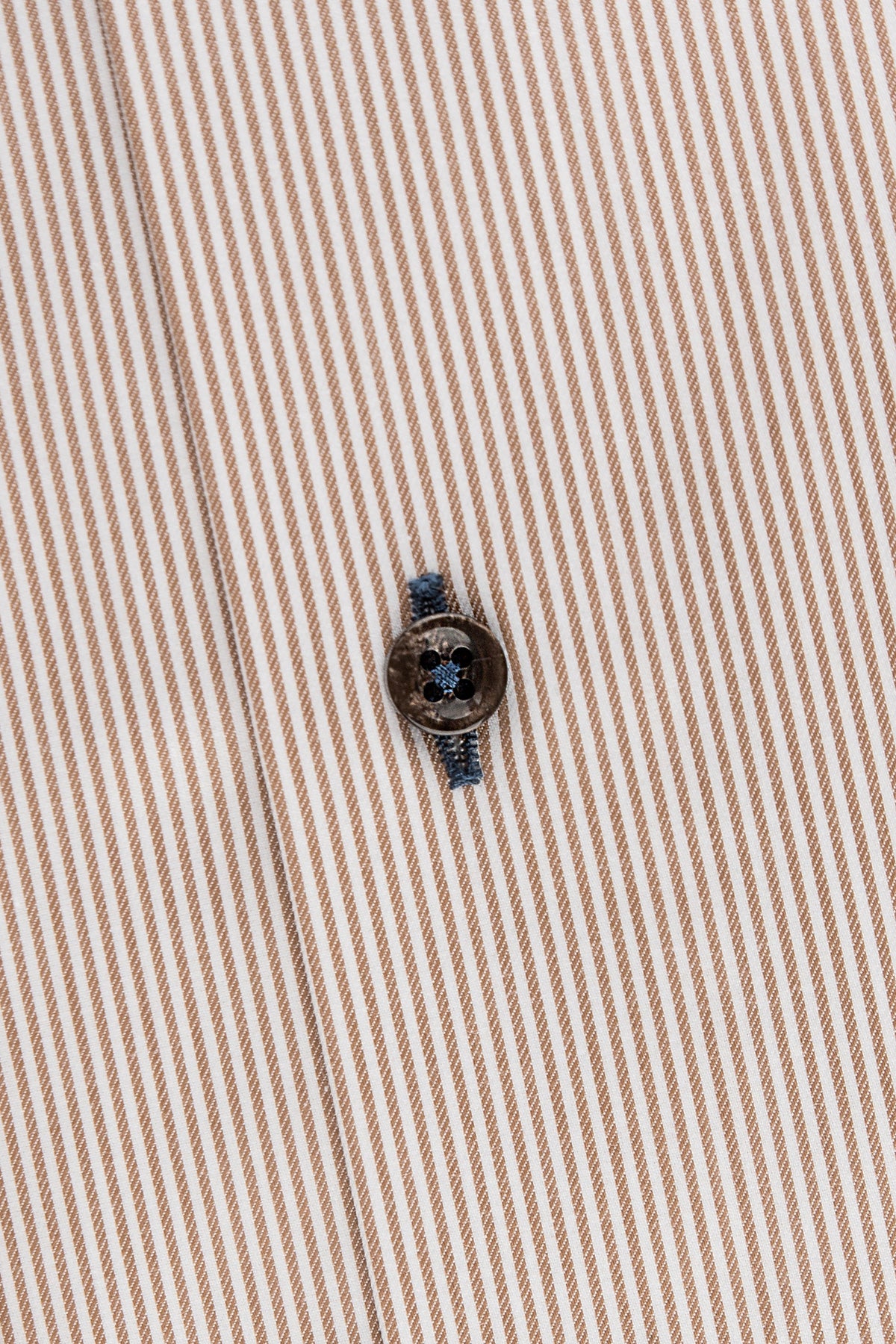 Brown striped regular fit extra long sleeve shirt with contrast details