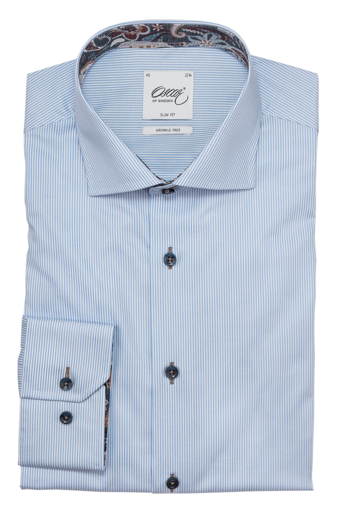 Light blue striped slim fit shirt with contrast details