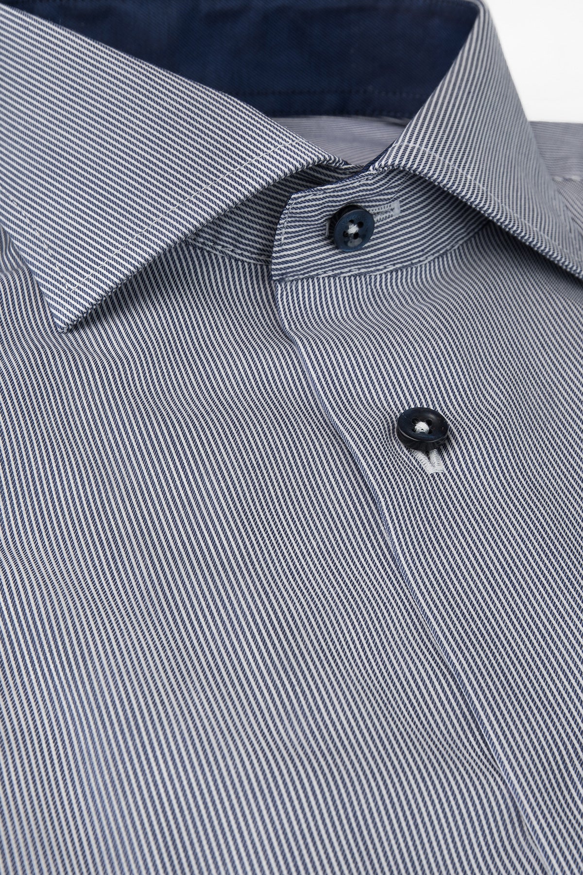 Blue striped slim fit shirt with contrast details