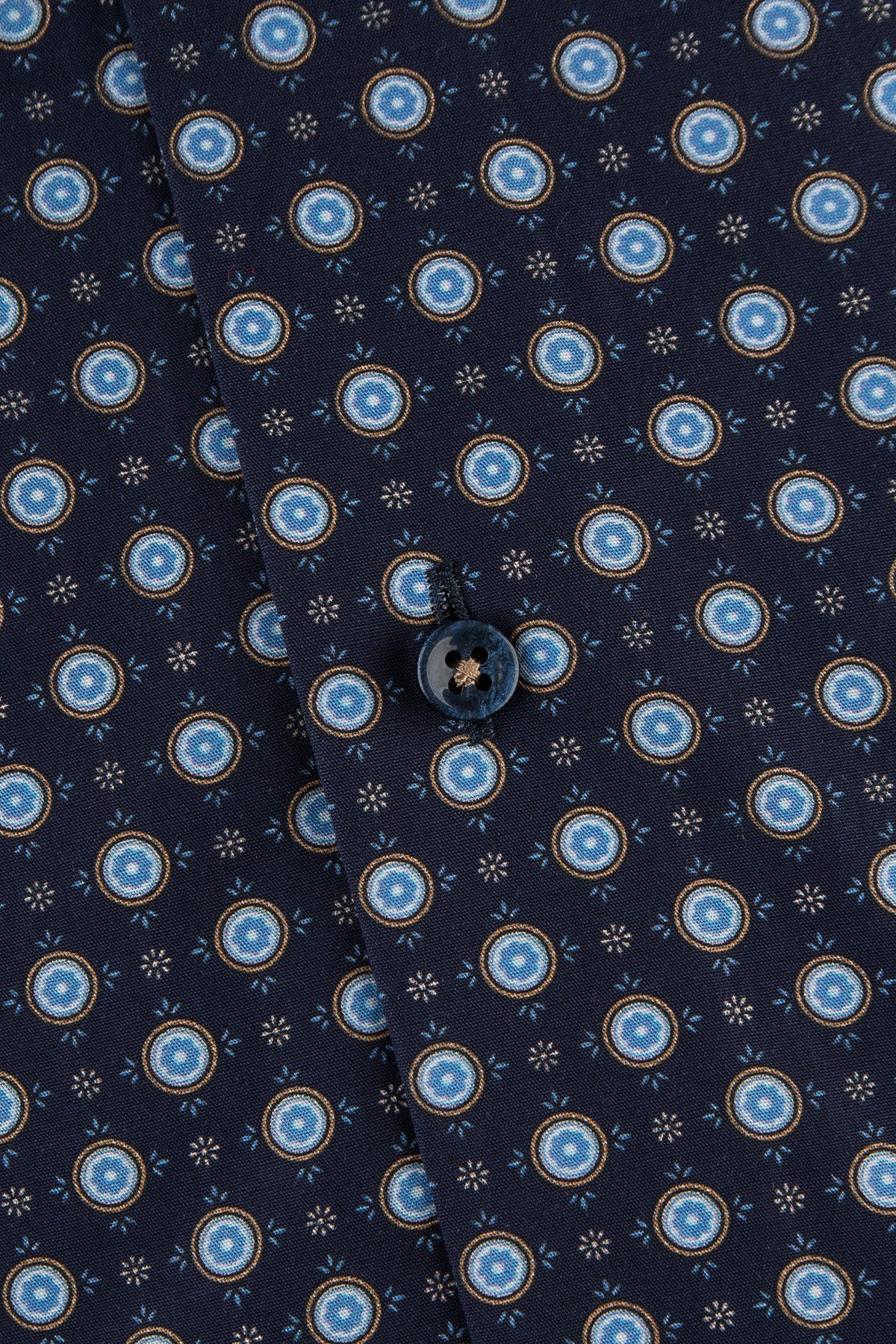 Navy blue printed regular fit shirt