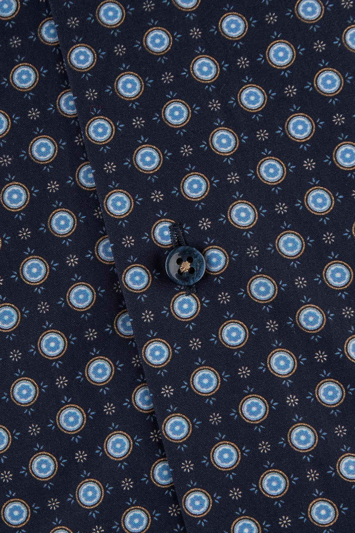 Navy blue printed slim fit shirt
