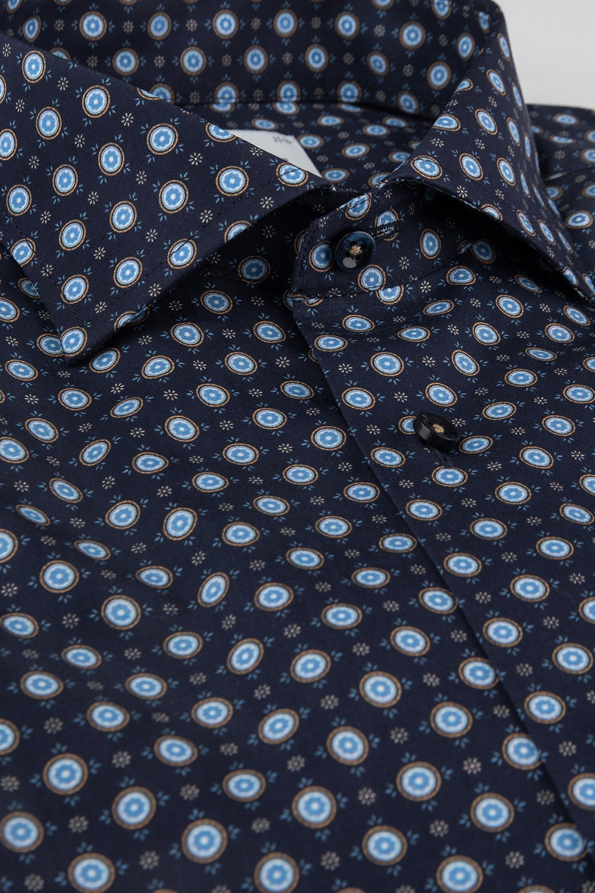 Navy blue printed slim fit shirt