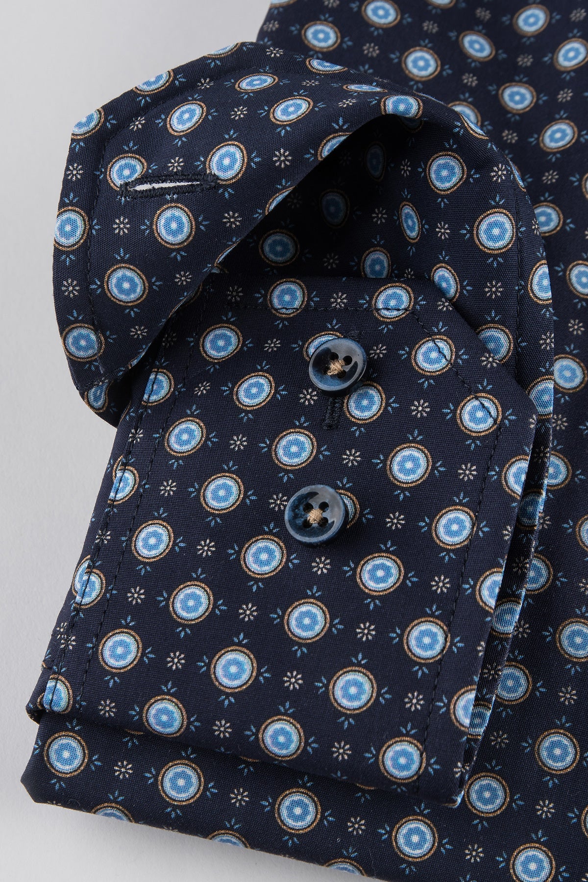 Navy blue printed slim fit shirt