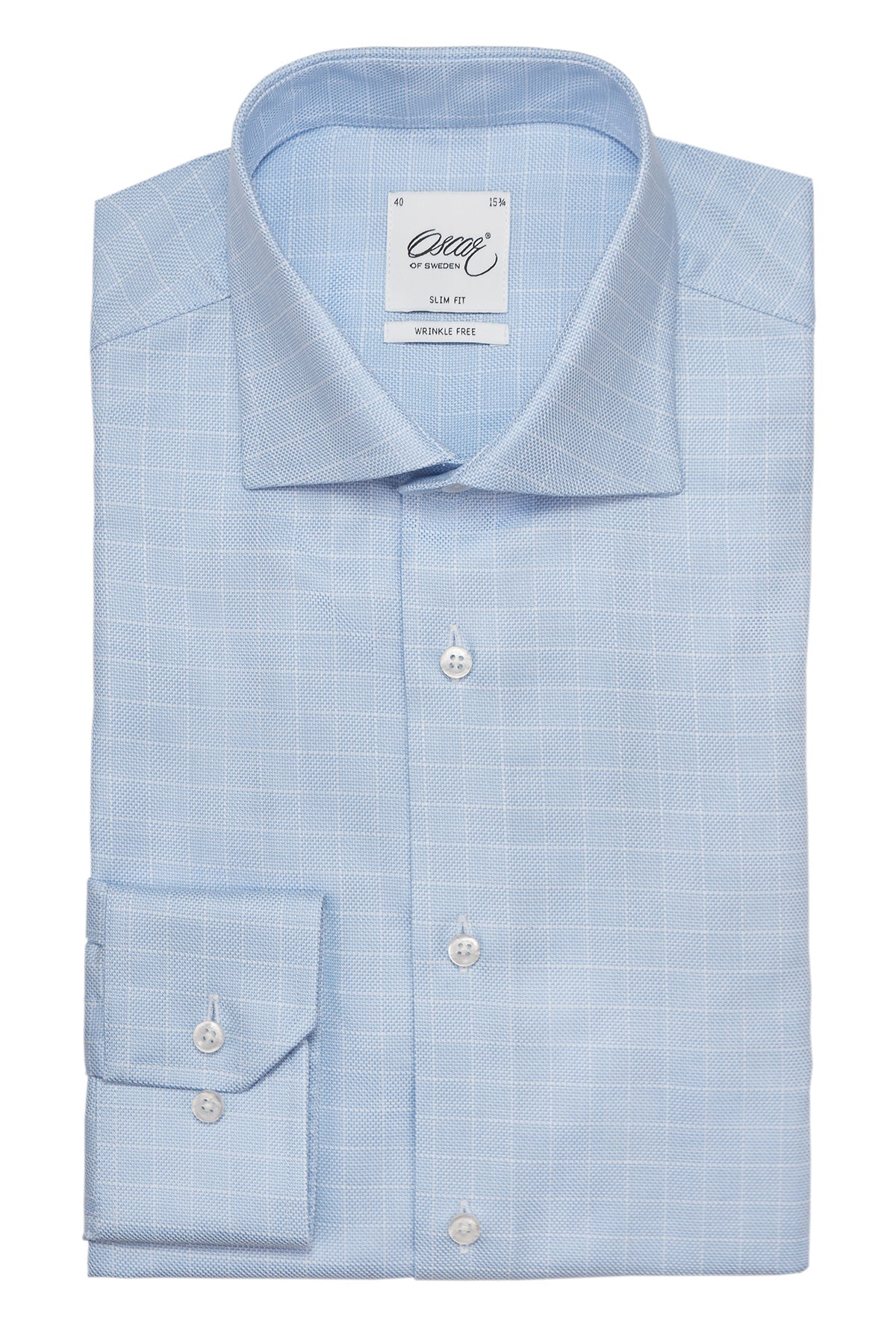 Light blue checked slim fit shirt