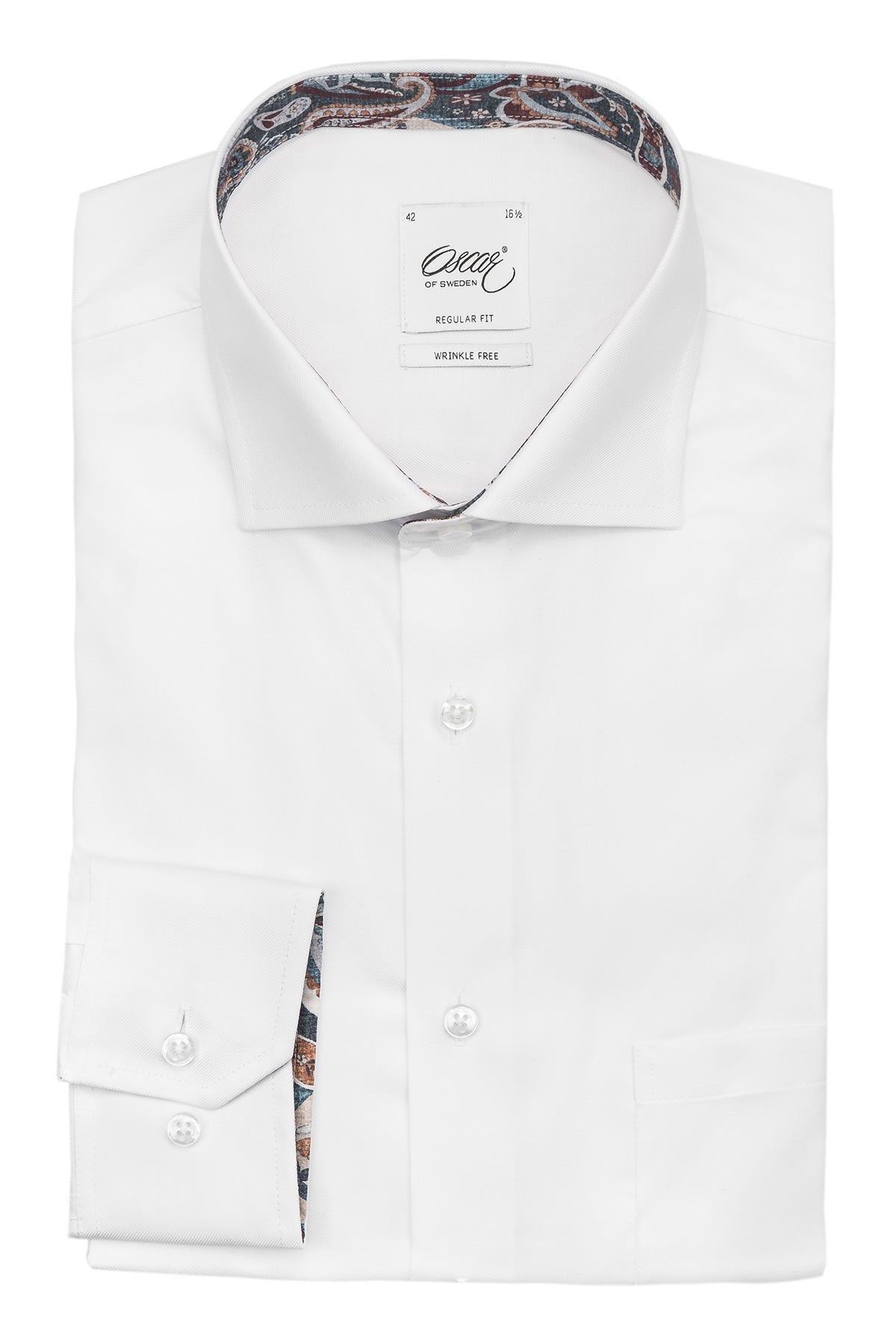 White regular fit shirt with contrast details