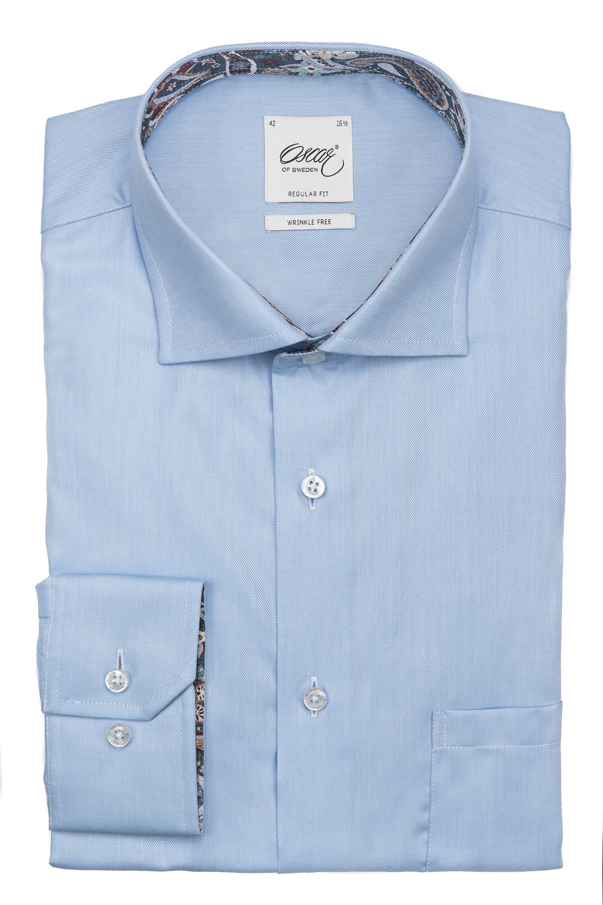 Light blue regular fit shirt with contrast details