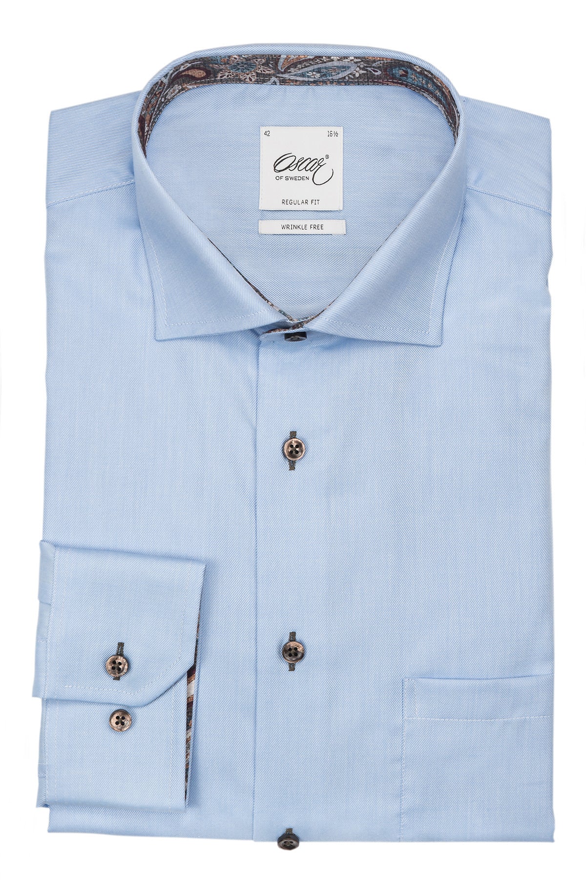 Light blue regular fit shirt with contrast details
