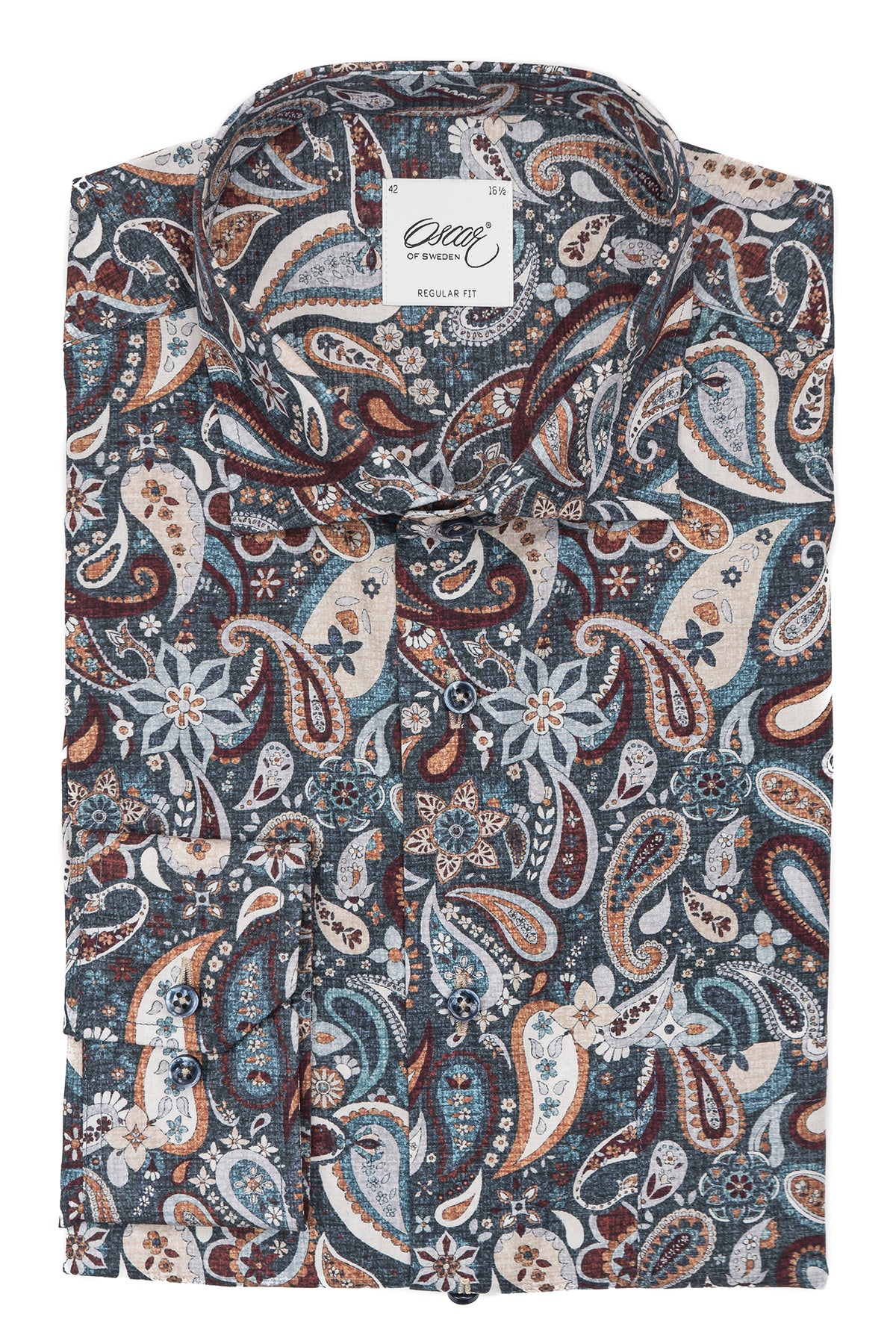 Blue paisley printed regular fit shirt