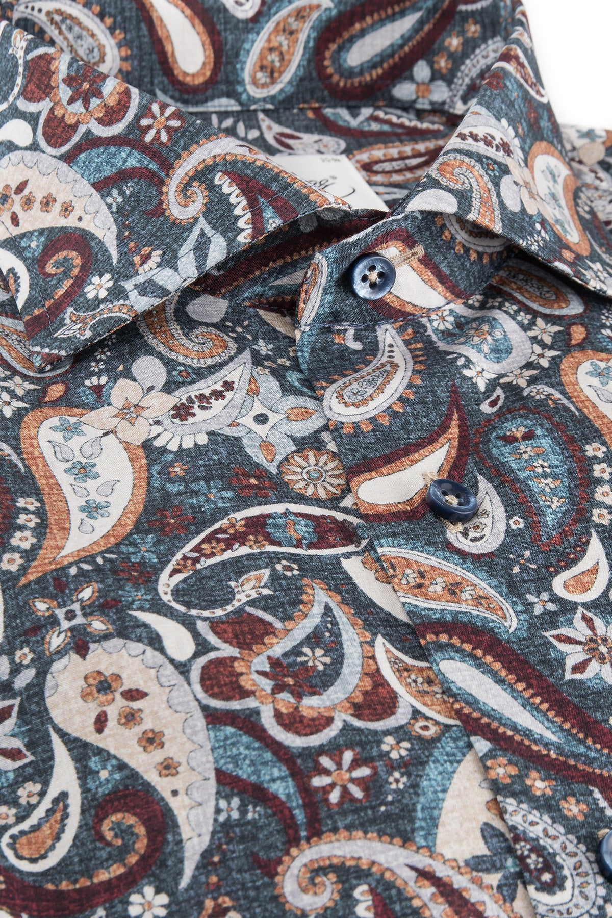 Blue paisley printed regular fit shirt