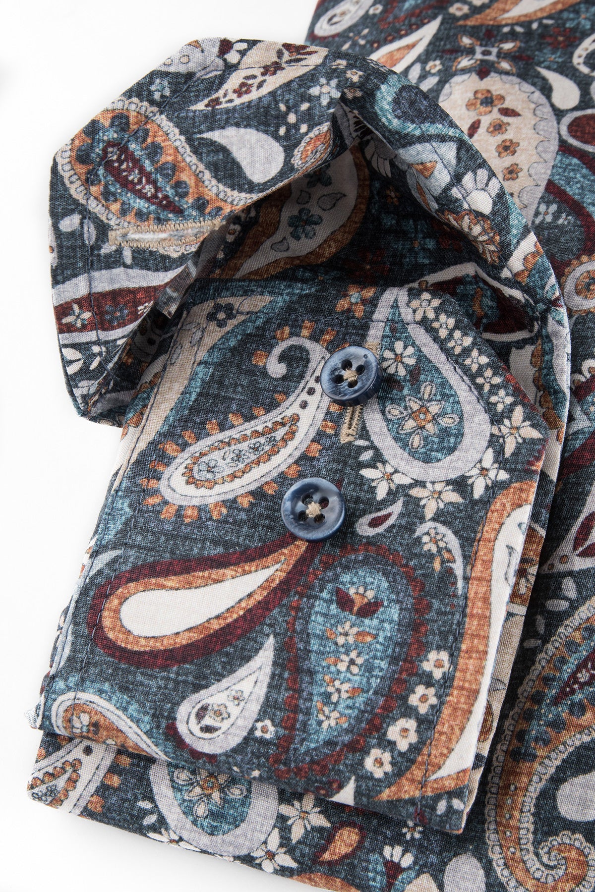 Blue paisley printed regular fit shirt