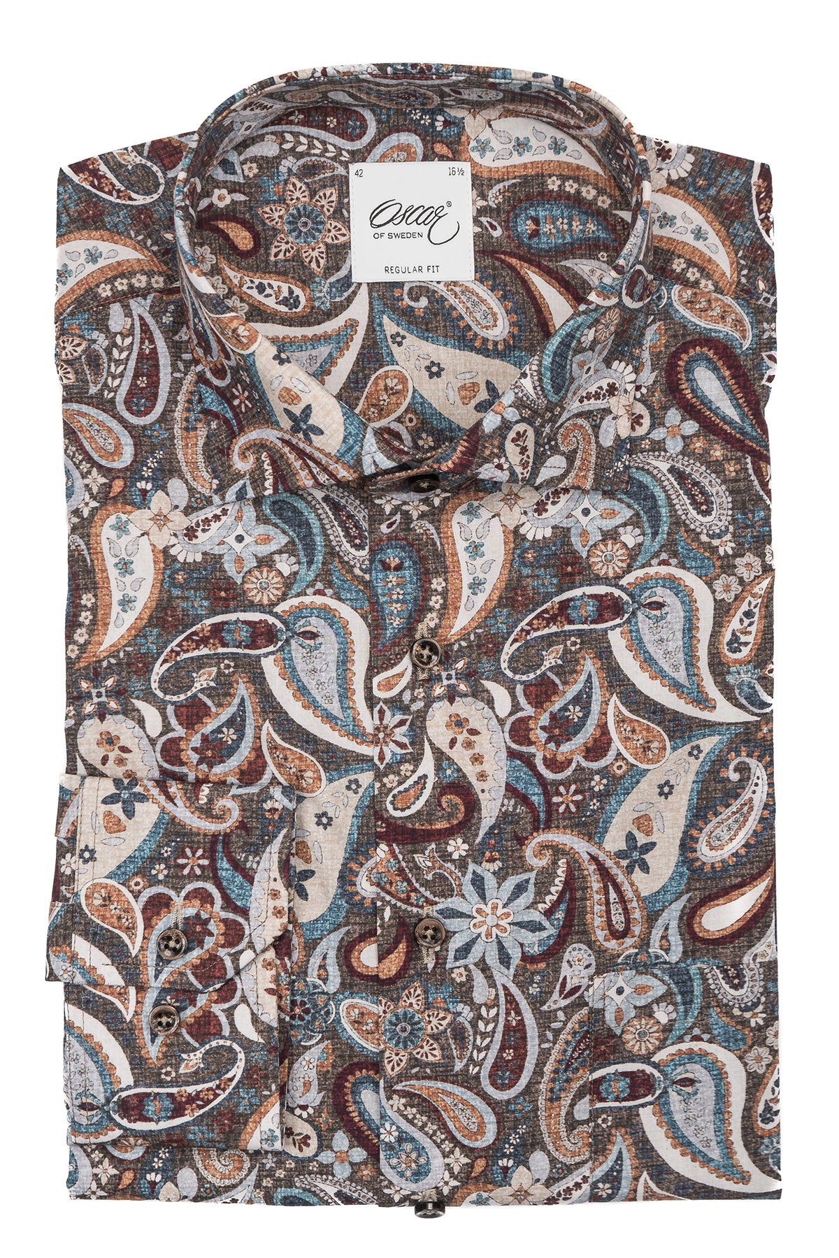 Brown paisley printed regular fit shirt