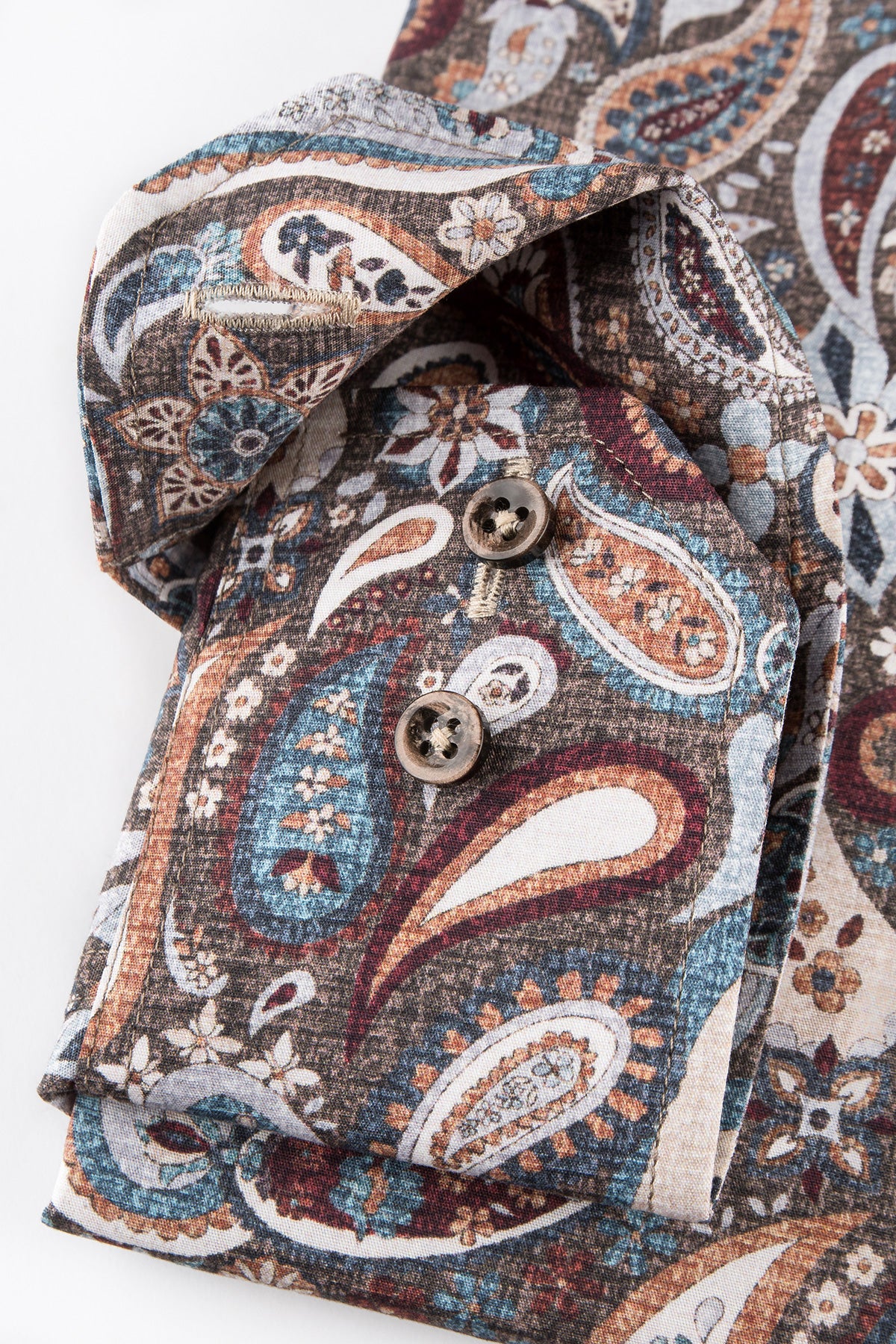 Brown paisley printed regular fit shirt