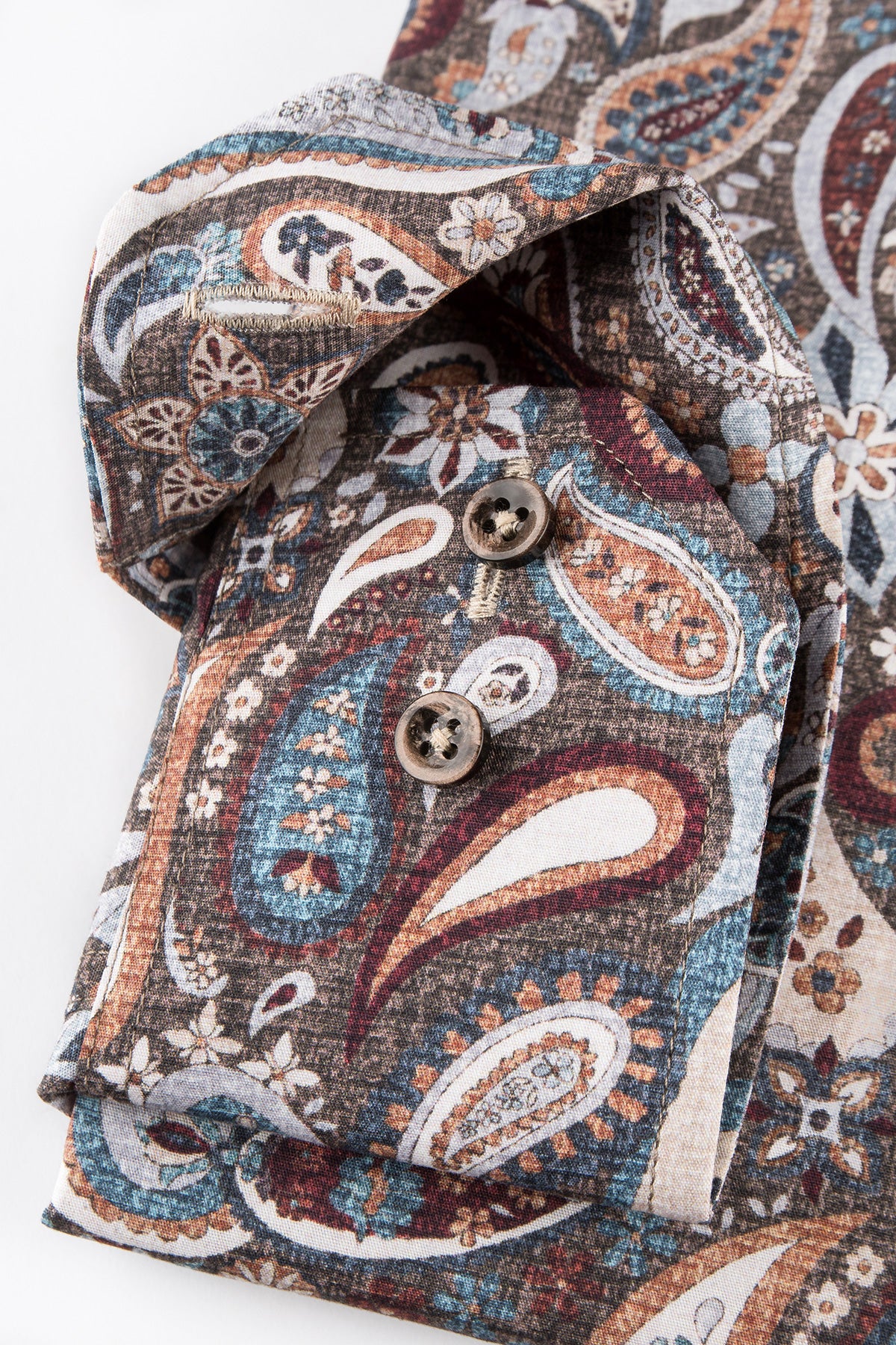 Brown paisley printed regular fit shirt