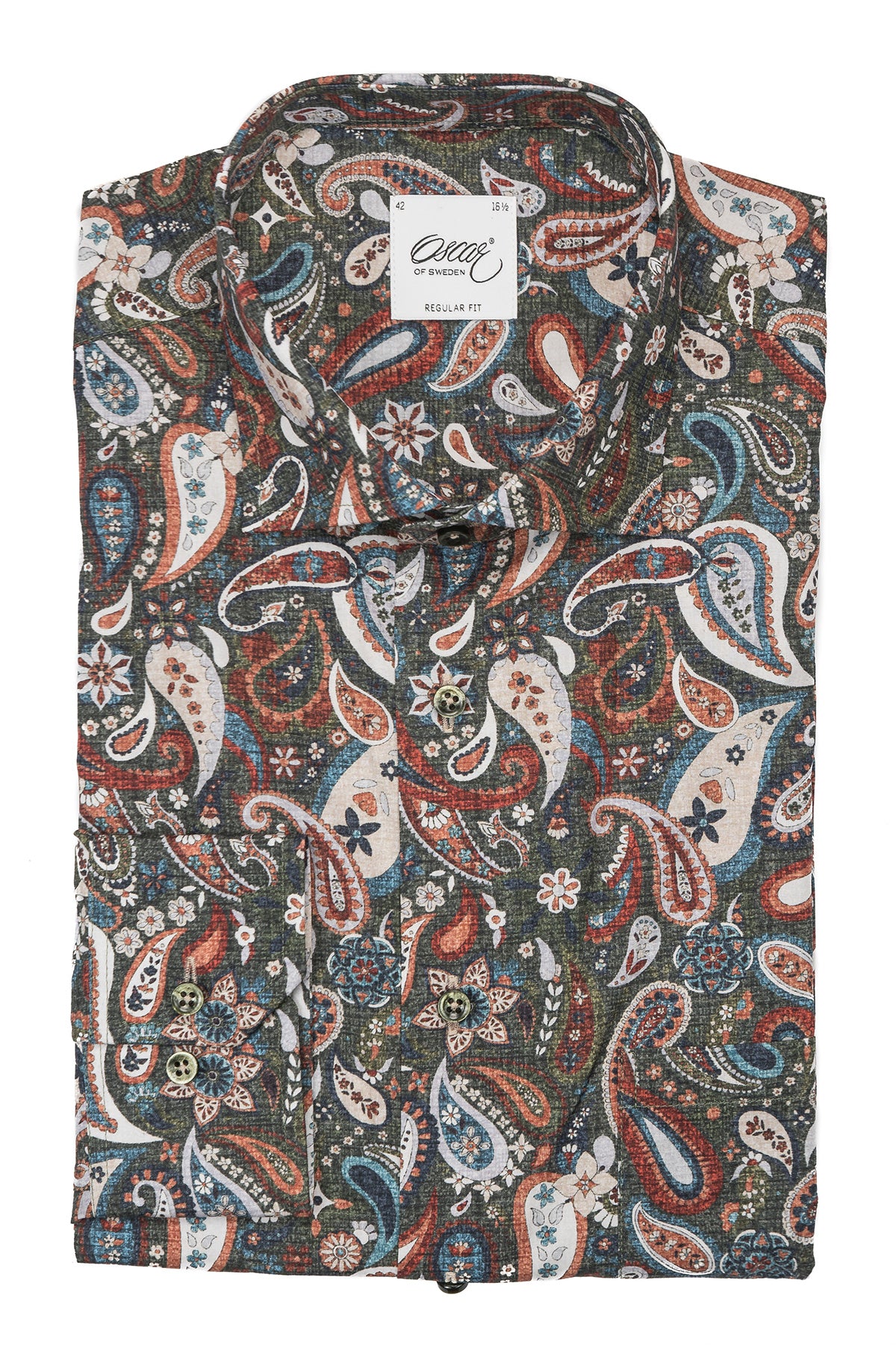 Green paisley printed slim fit shirt