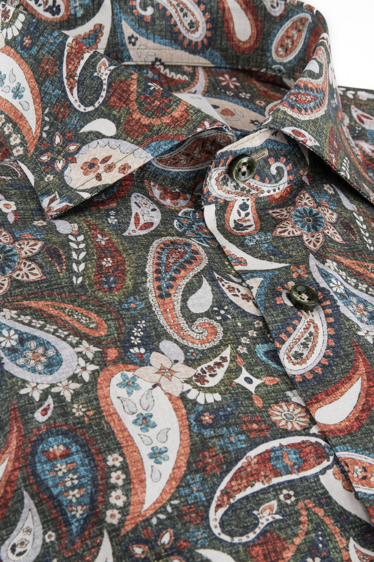 Green paisley printed regular fit shirt