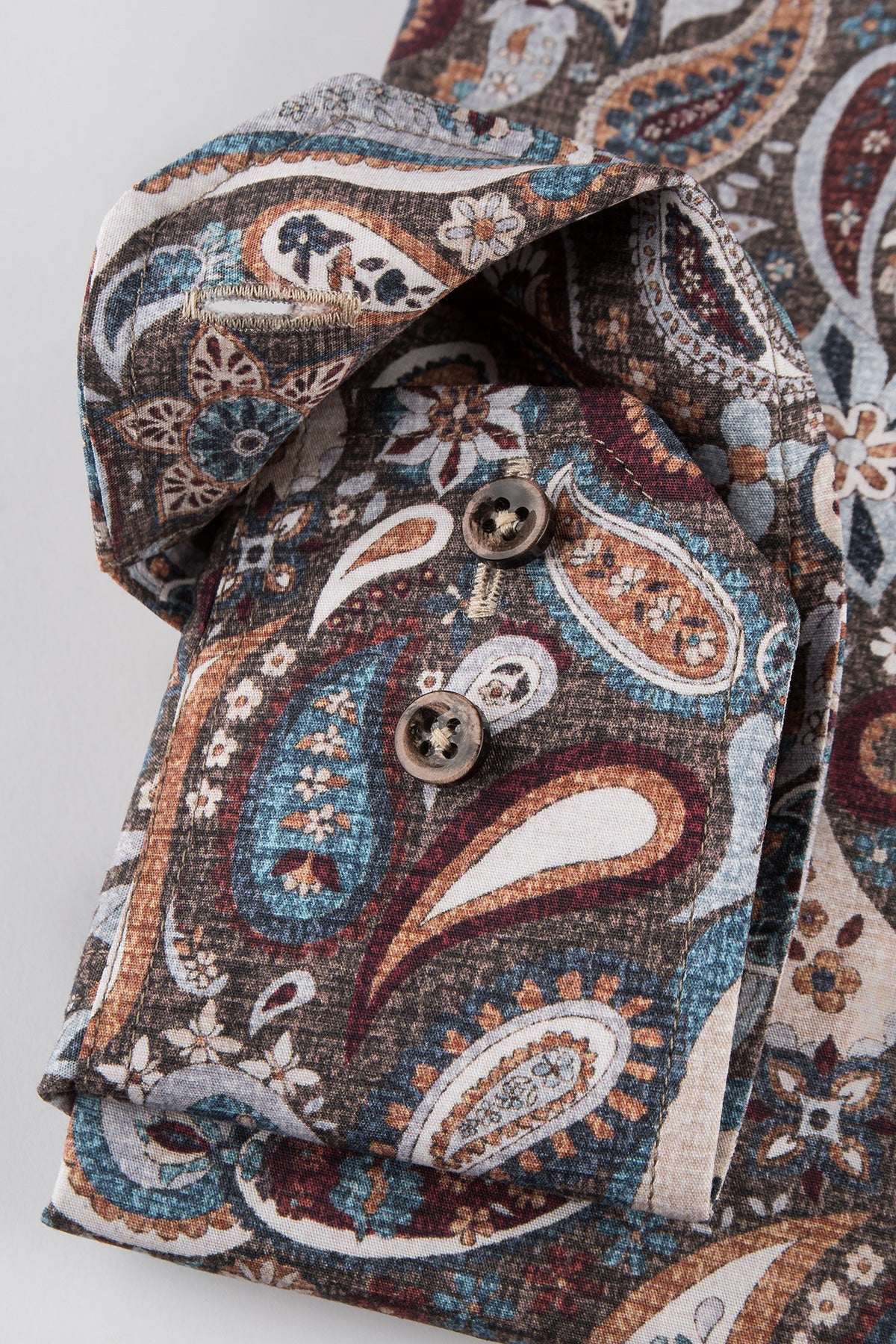 Brown paisley printed slim fit shirt