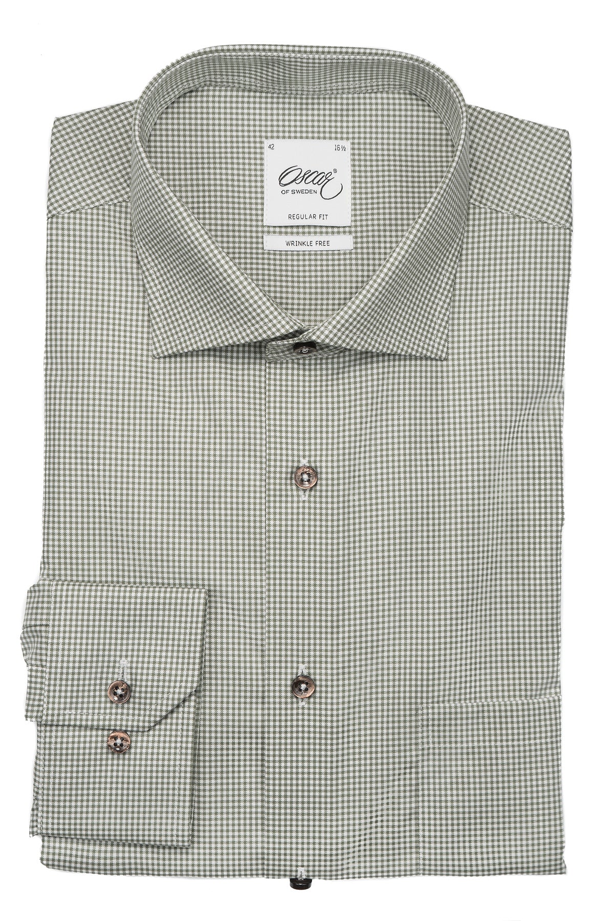 Green checked regular fit shirt