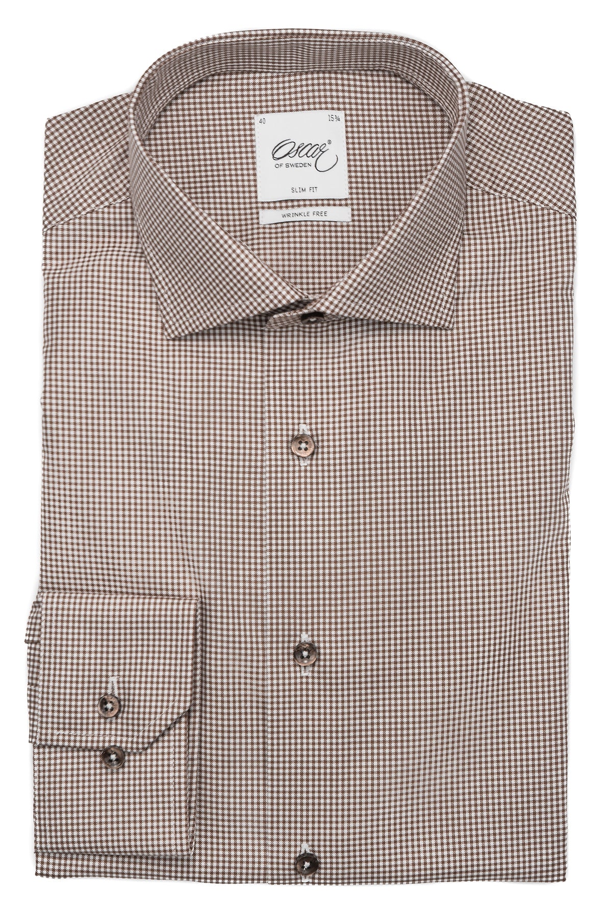 Brown checked slim fit shirt