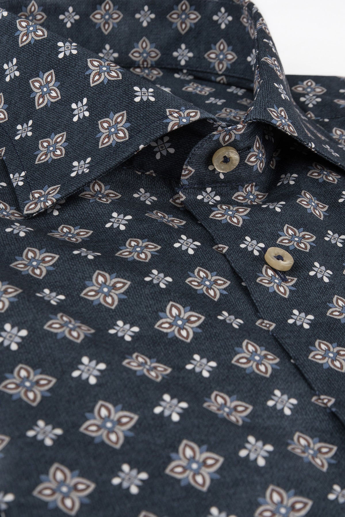 Navy blue printed regular fit shirt