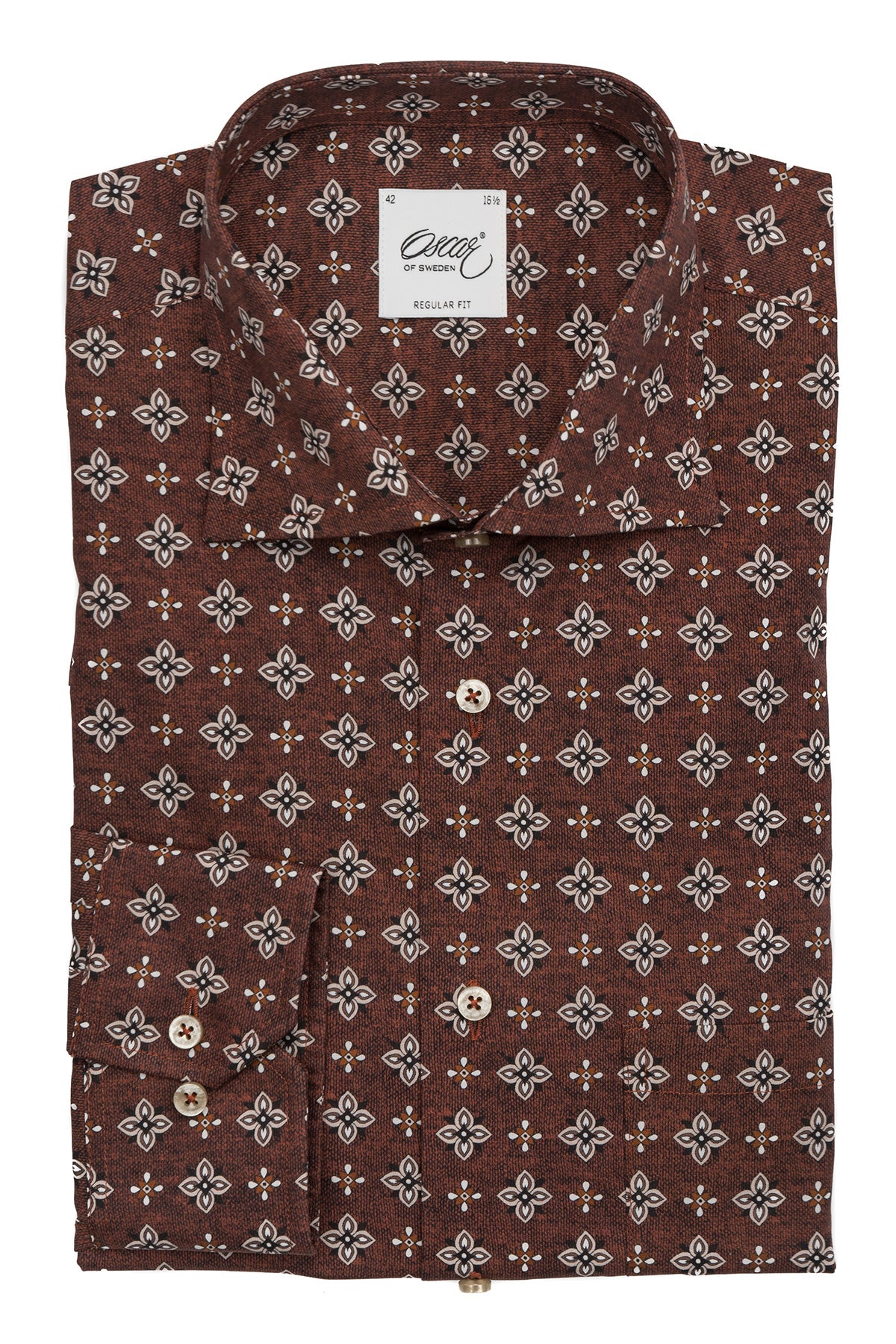 Rust printed regular fit shirt