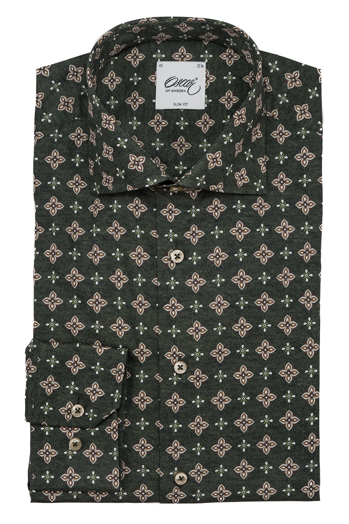 Green printed slim fit shirt