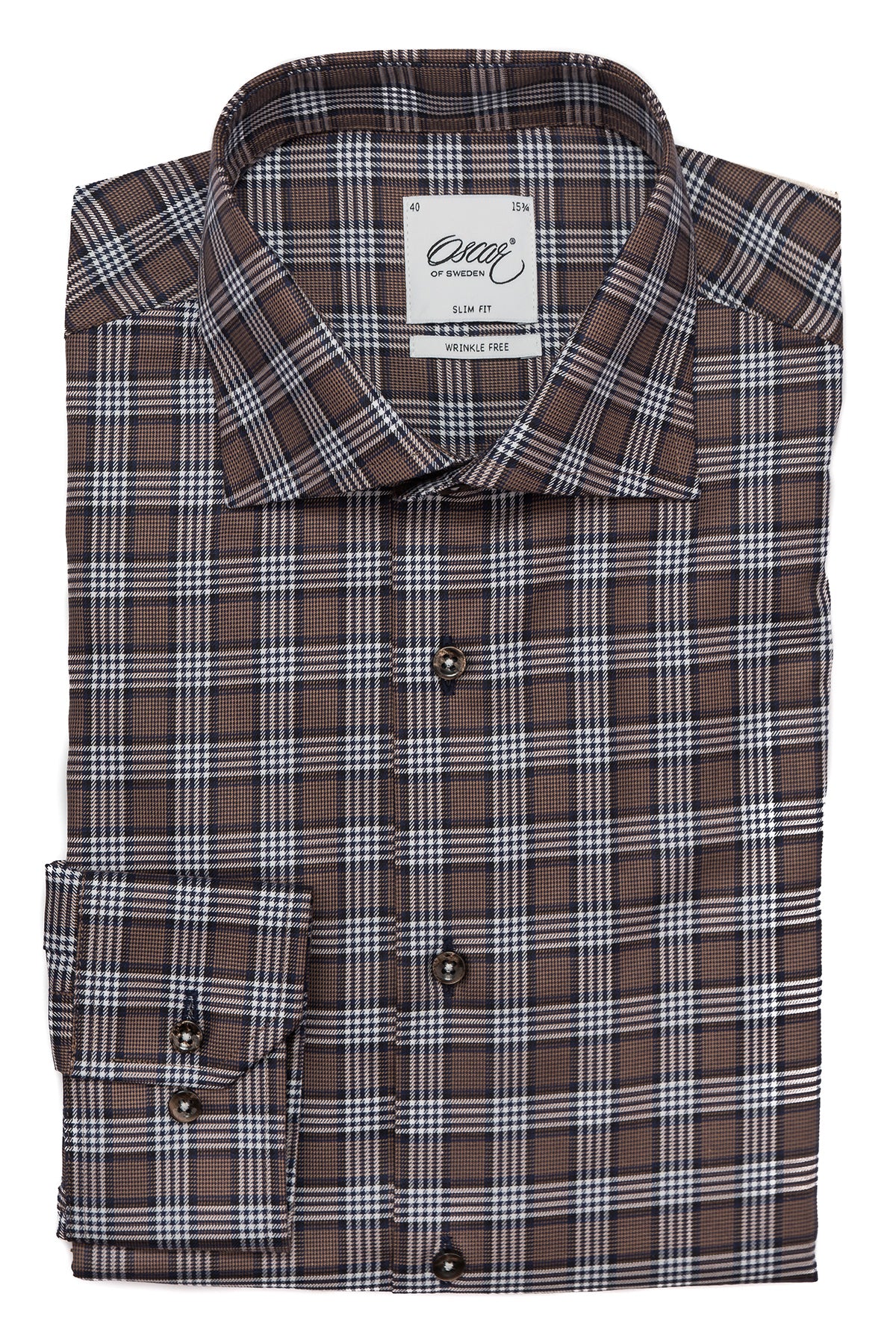 Brown checked slim fit shirt