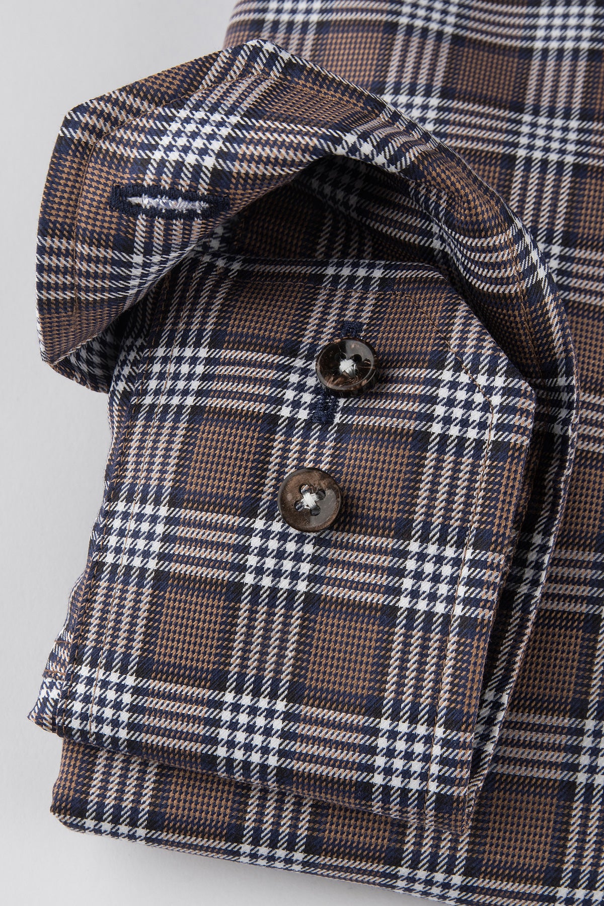 Brown checked regular fit extra long sleeves shirt